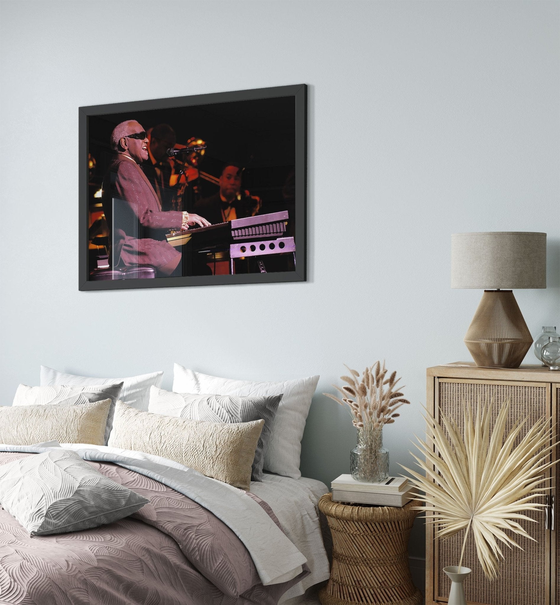 Ray Charles Framed, Soul Music Pioneer, Brother Ray The Genius, Vintage Photo Portrait - Ray Charles Framed Print - WallArtPrints4U
