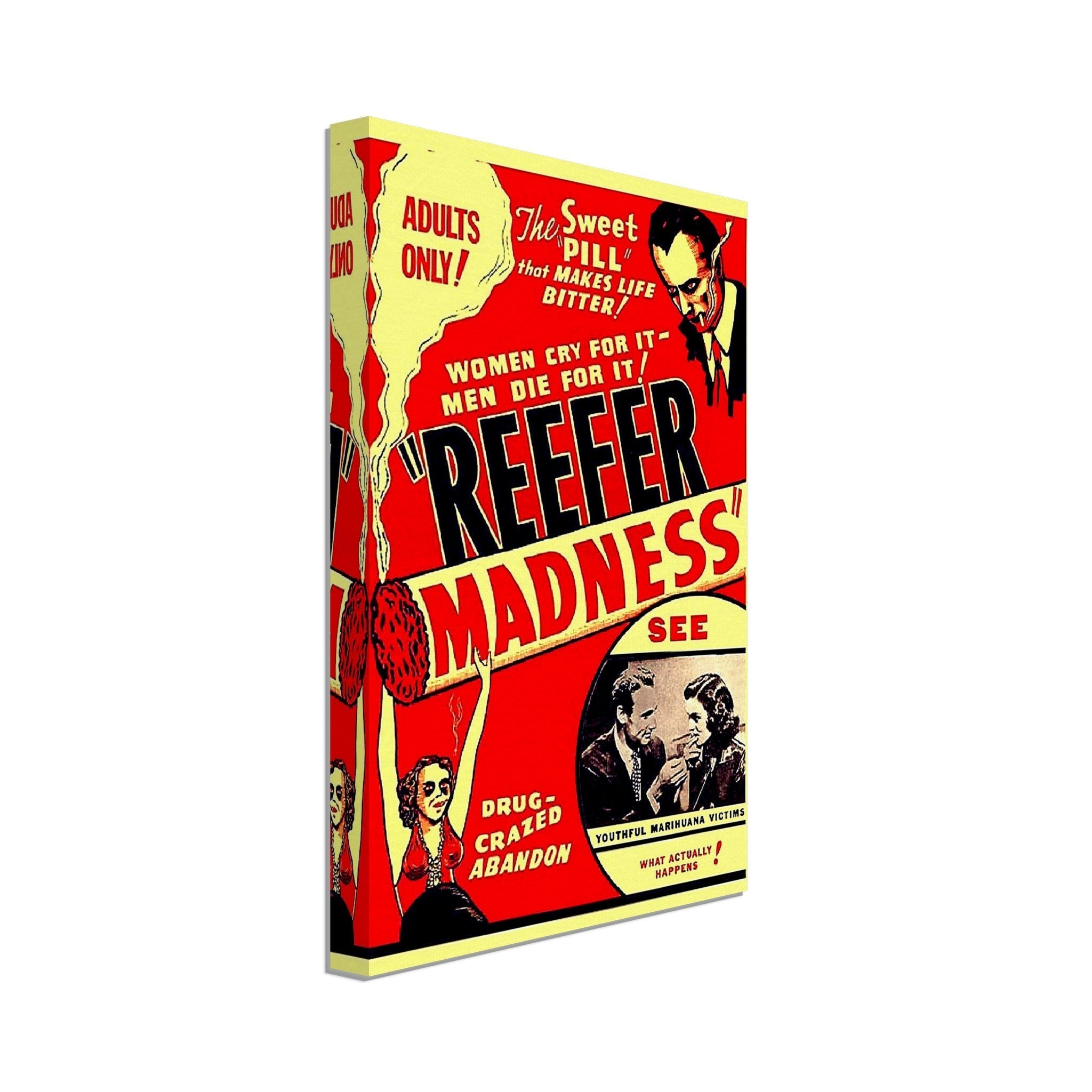 Reefer Madness Propaganda Canvas, "Scary" Cannabis Propaganda - Reefer Madness Propaganda Canvas Print - WallArtPrints4U