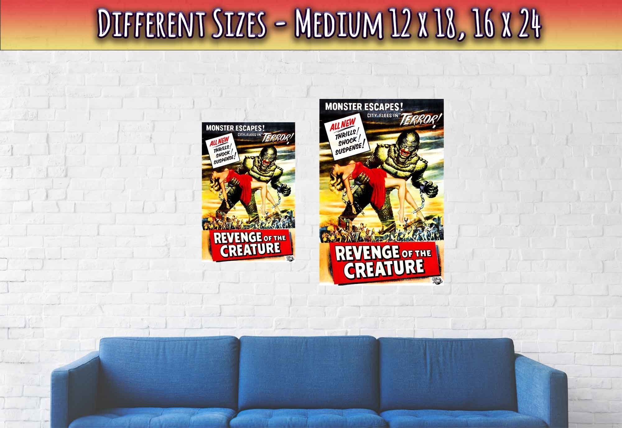 Revenge Of The Creature Poster, Vintage Horror Movie Poster 1955 - WallArtPrints4U