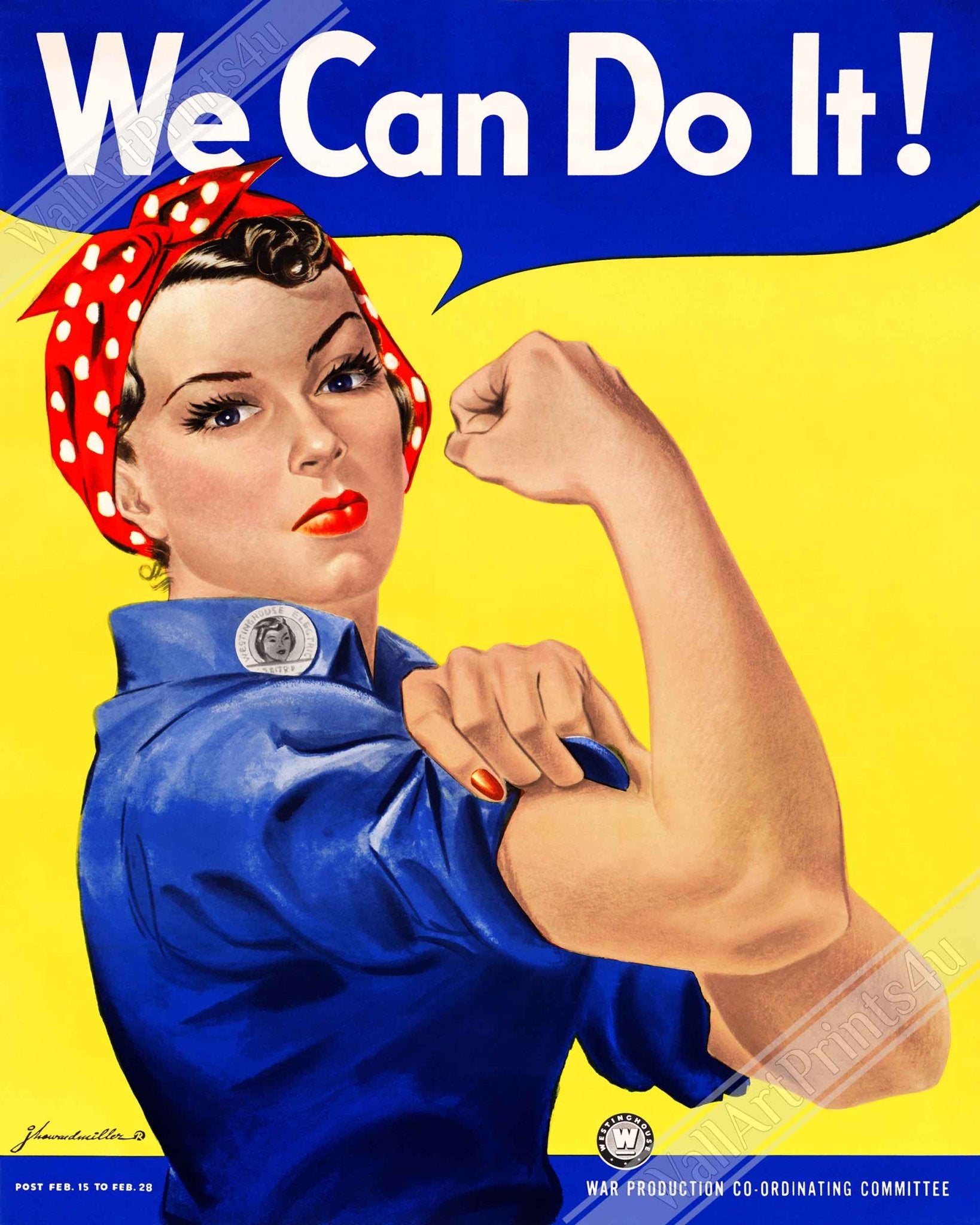 Rosie The Riveter Canvas, We Can Do It Canvas Print, Vintage Canvas J Howard Miller 1943 - WallArtPrints4U