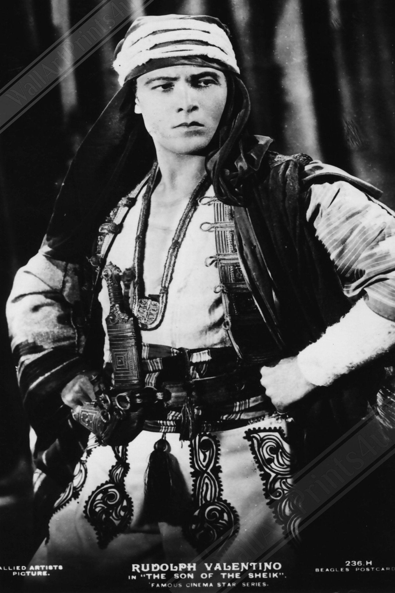 Rudolph Valentino Poster, Latin Lover Silent Film, Vintage Photo, Rudolph Valentino Print, Silver Screen Star - WallArtPrints4U