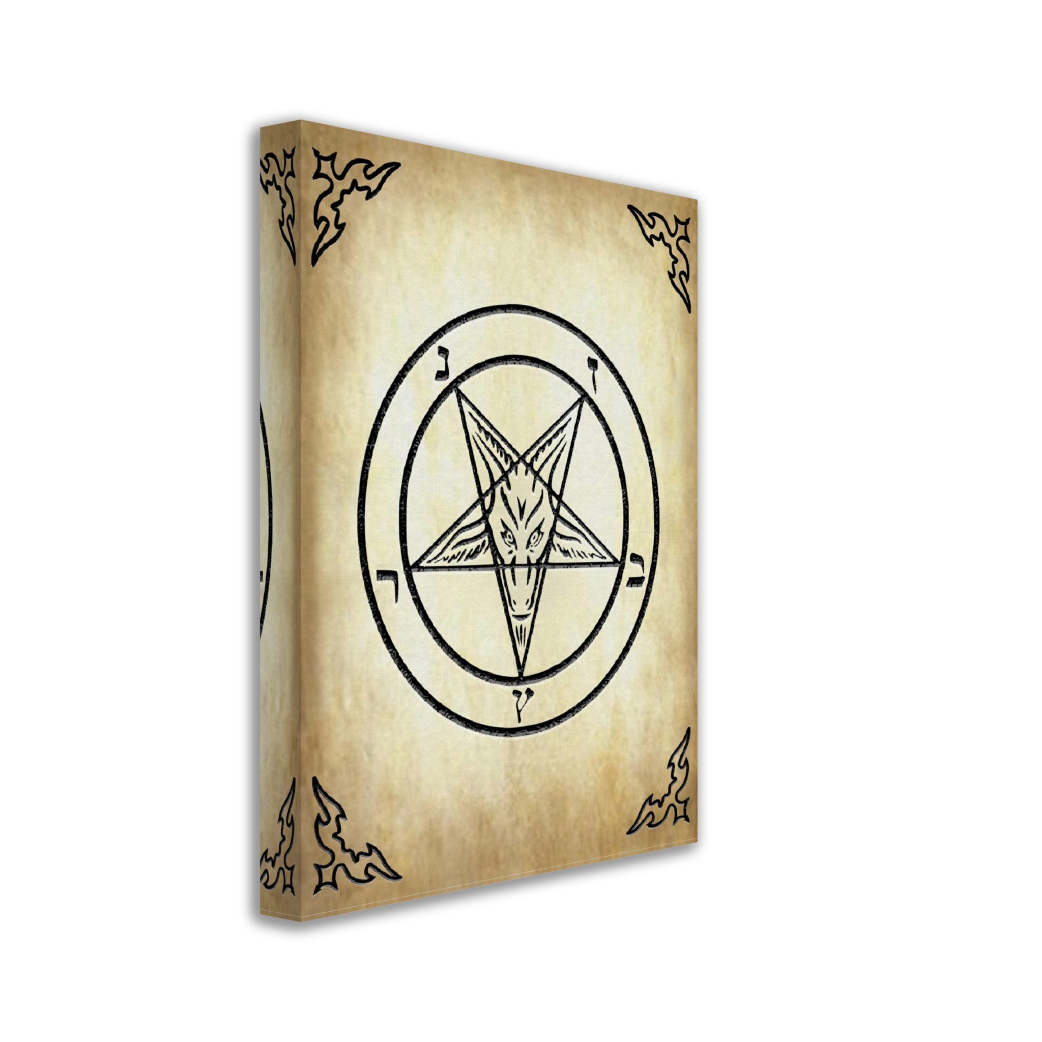 Satanic Goat Canvas - Sigil Of Baphomet Canvas - Satanic Goat Pentagram Canvas Print Aged Parchment - WallArtPrints4U