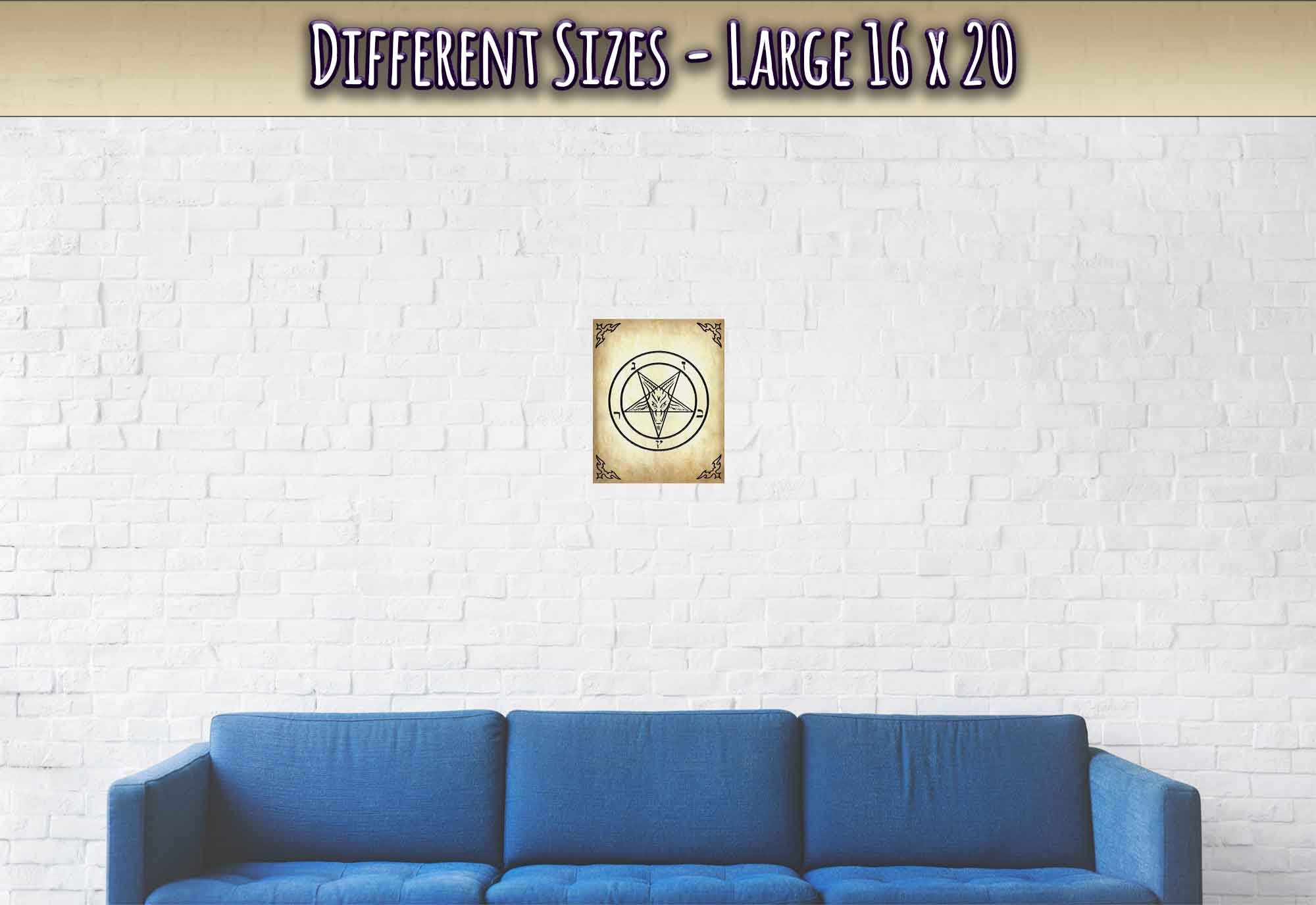 Satanic Goat Poster - Sigil Of Baphomet Poster - Satanic Goat Pentagram Print Aged Parchment - WallArtPrints4U