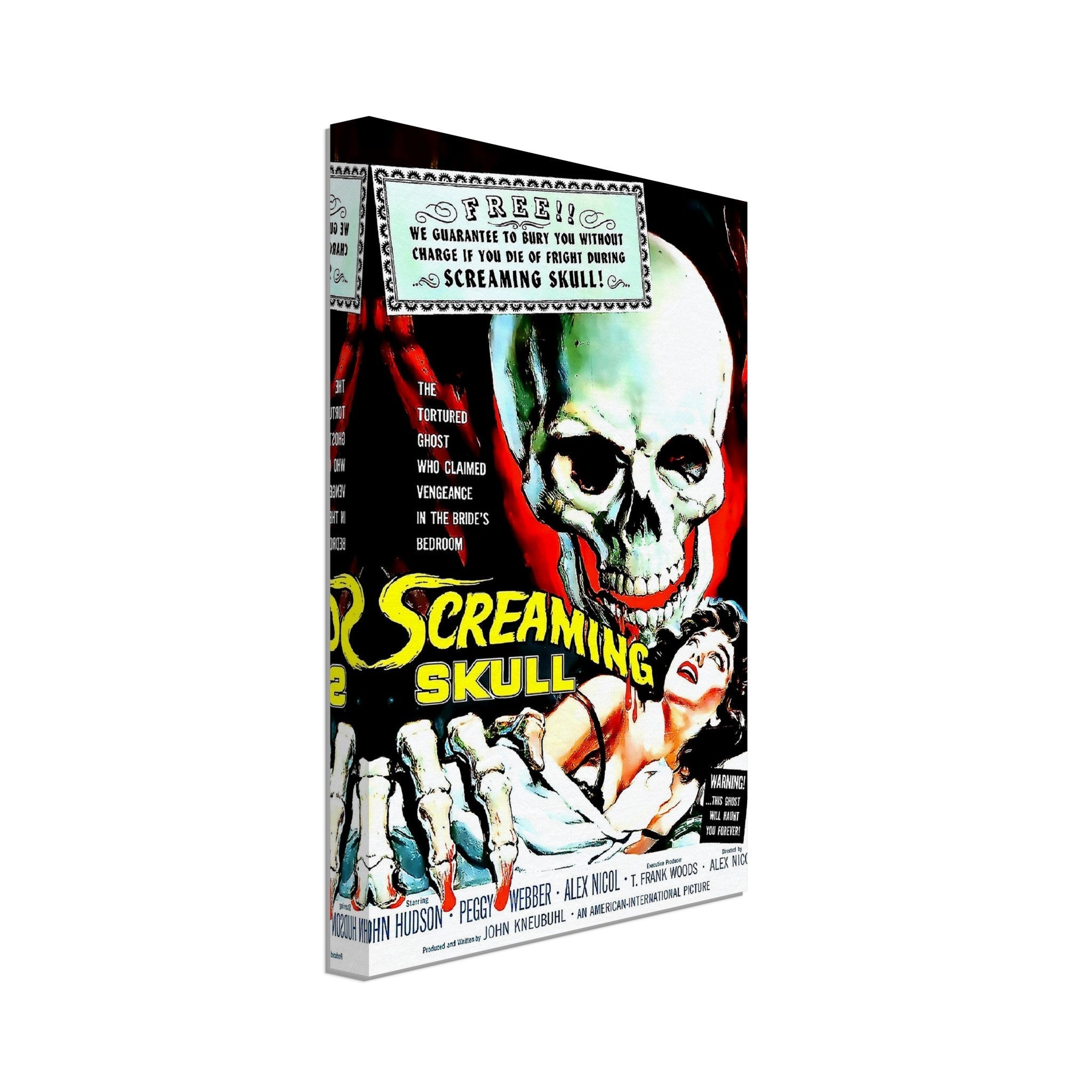 Screaming Skull Canvas, Vintage Horror Movie Canvas 1958 Canvas Film Art - John Hudson, Peggy Webber - WallArtPrints4U