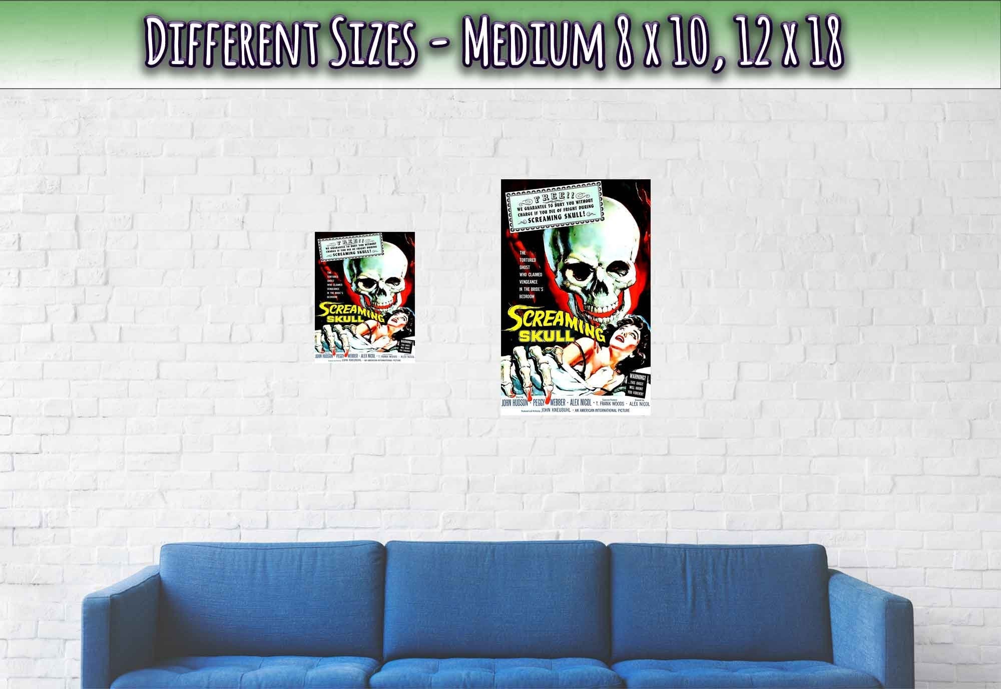 Screaming Skull Poster, Vintage Horror Movie Poster 1958 Poster Film Art - John Hudson, Peggy Webber - WallArtPrints4U