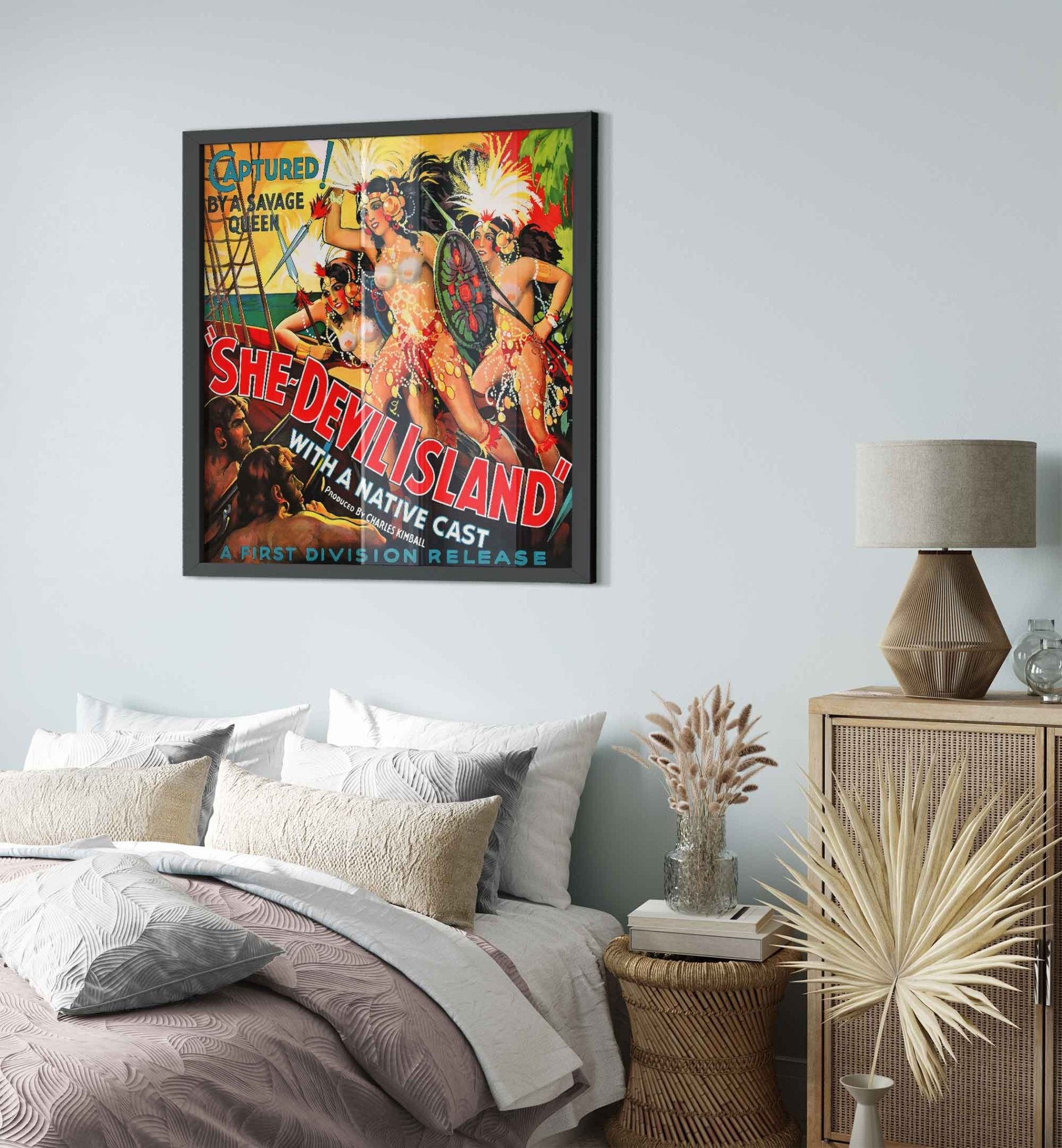 She Devil Framed, She Devil Island Vintage Horror Movie Framed 1936 Framed Film Art - Ramon Pereda, Adriana Lamar - WallArtPrints4U