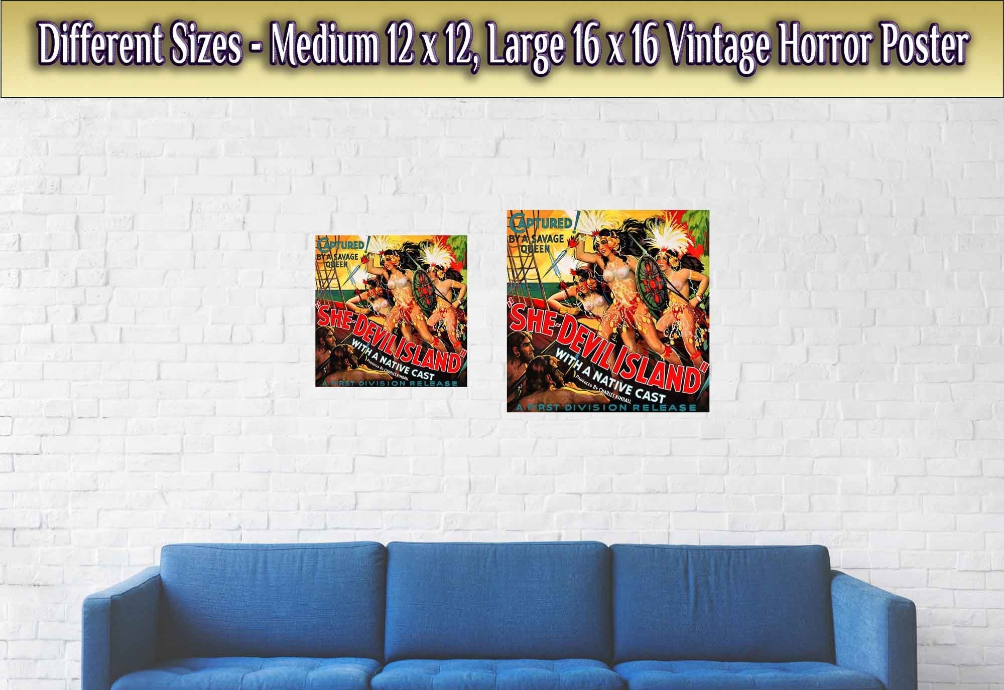 She Devil Poster, She Devil Island Vintage Horror Movie Poster 1936 Poster Film Art - Ramon Pereda, Adriana Lamar - WallArtPrints4U