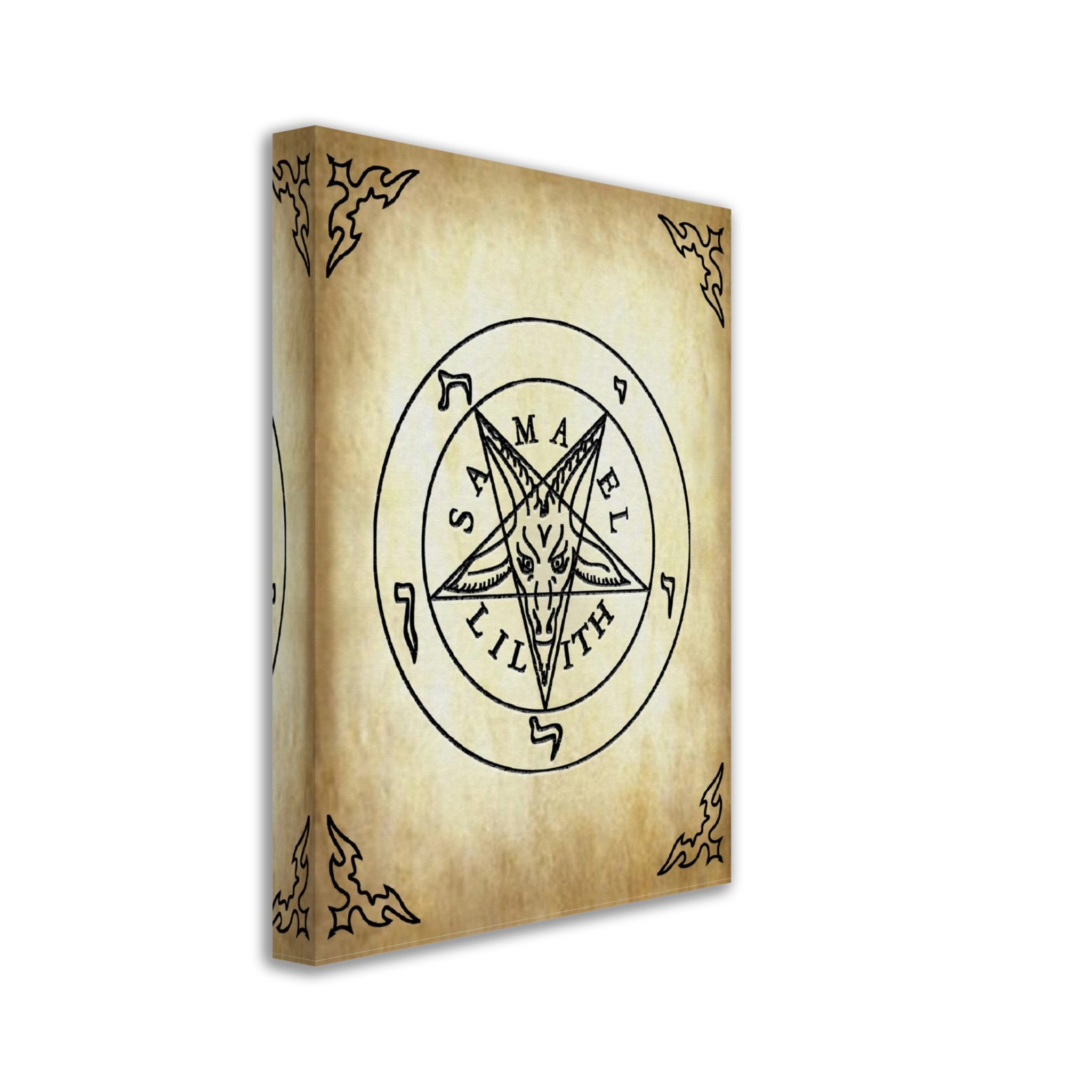 Sigil Of Baphomet Canvas - Seal Of Baphomet Canvas - Samael Lilith Version Canvas Print Aged Parchment - WallArtPrints4U