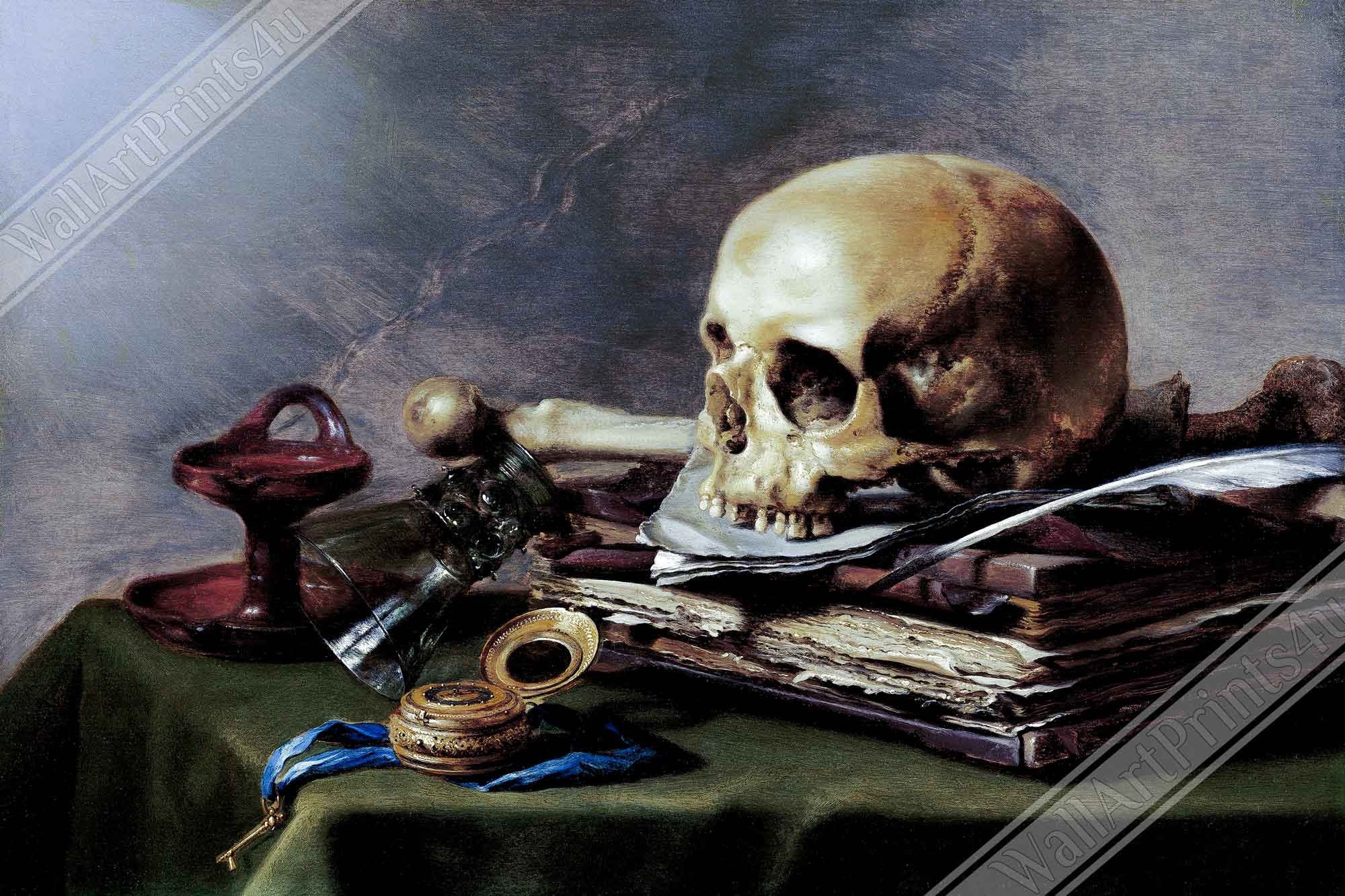 Skull Still Life Poster - Pieter Claesz Vanitas Print - Vanitas Still Life - WallArtPrints4U