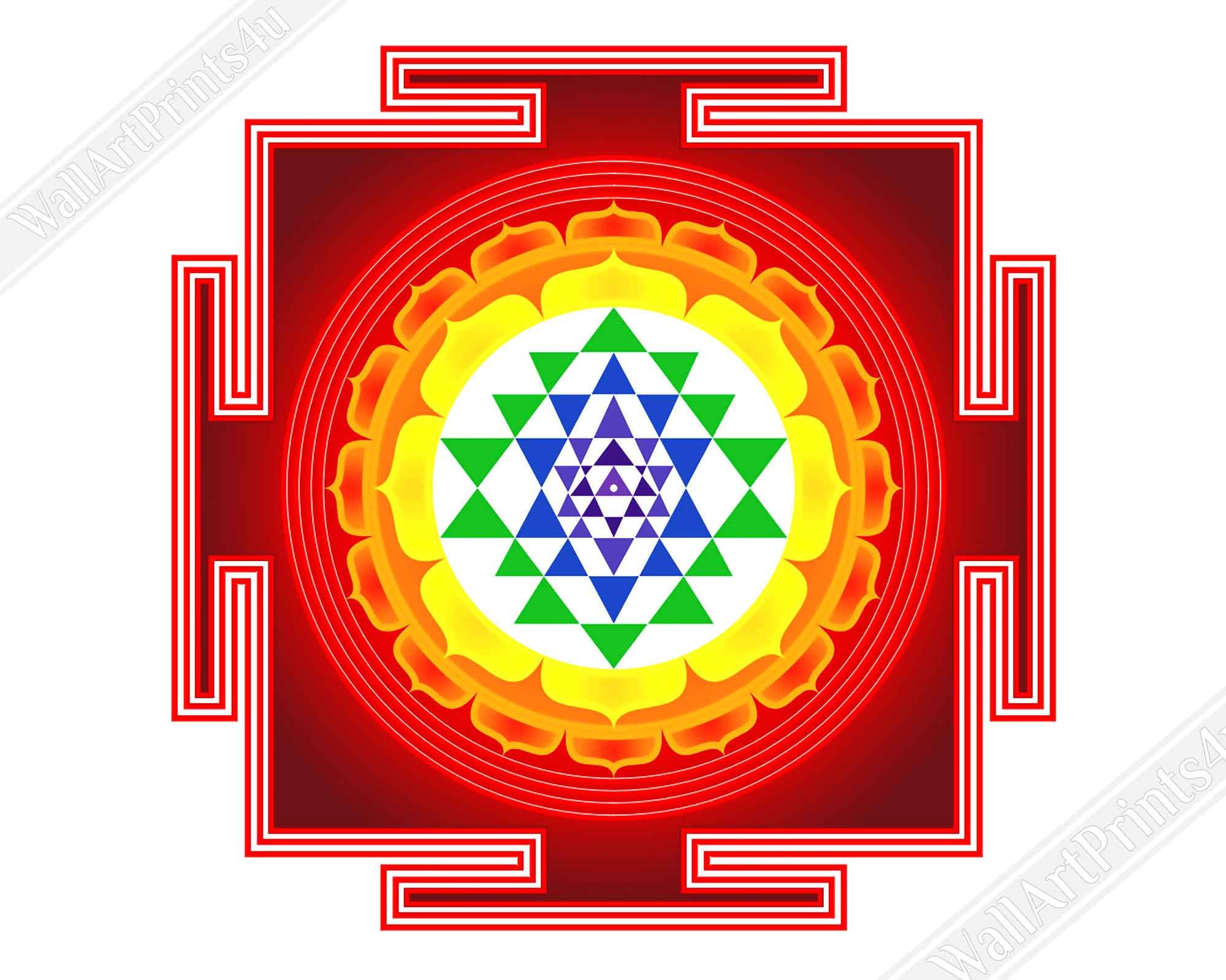 Sri Yantra Poster, Shri Yantra Mother Of All Yantras - Sri Yantra Print - WallArtPrints4U