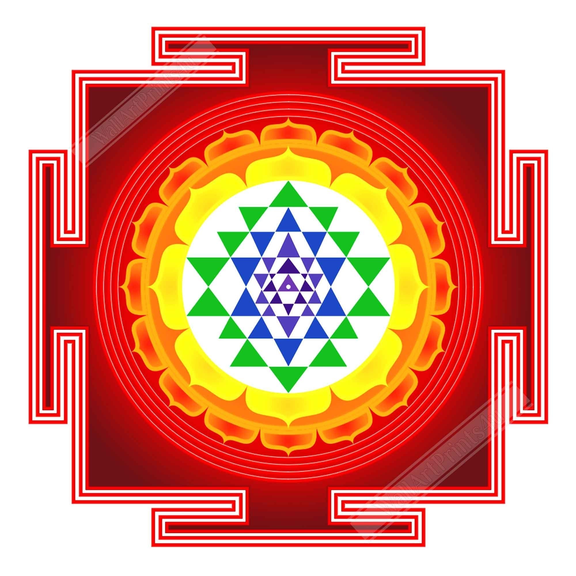 Sri Yantra Poster, Shri Yantra Mother Of All Yantras - Sri Yantra Print Use For Sri Yantra Mantra Meditation - WallArtPrints4U