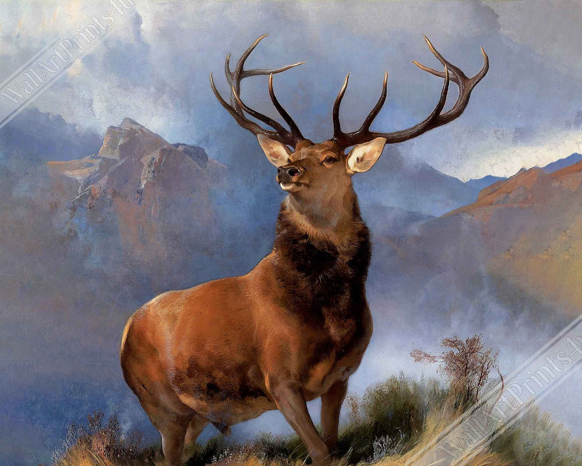 Stag Poster, Monarch Of The Glen Stag Print, Red Deer Sir Edwin Landseer - WallArtPrints4U
