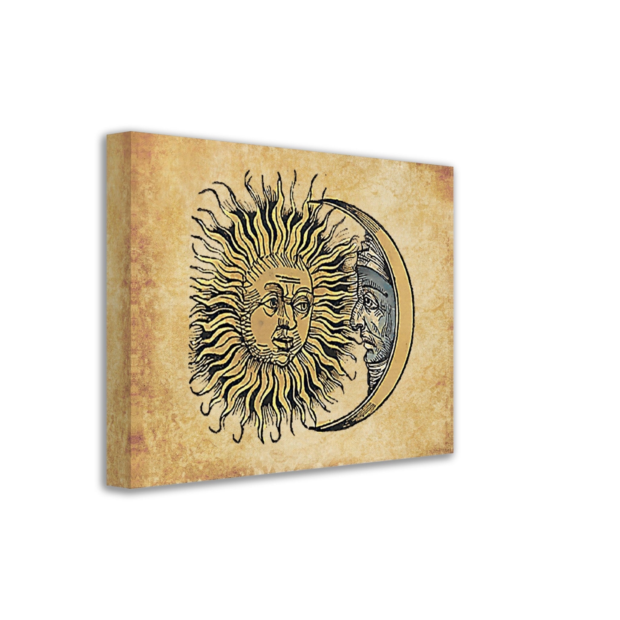 Sun Moon Canvas Vintage Sun And Moon Canvas Print Aged Parchment - WallArtPrints4U