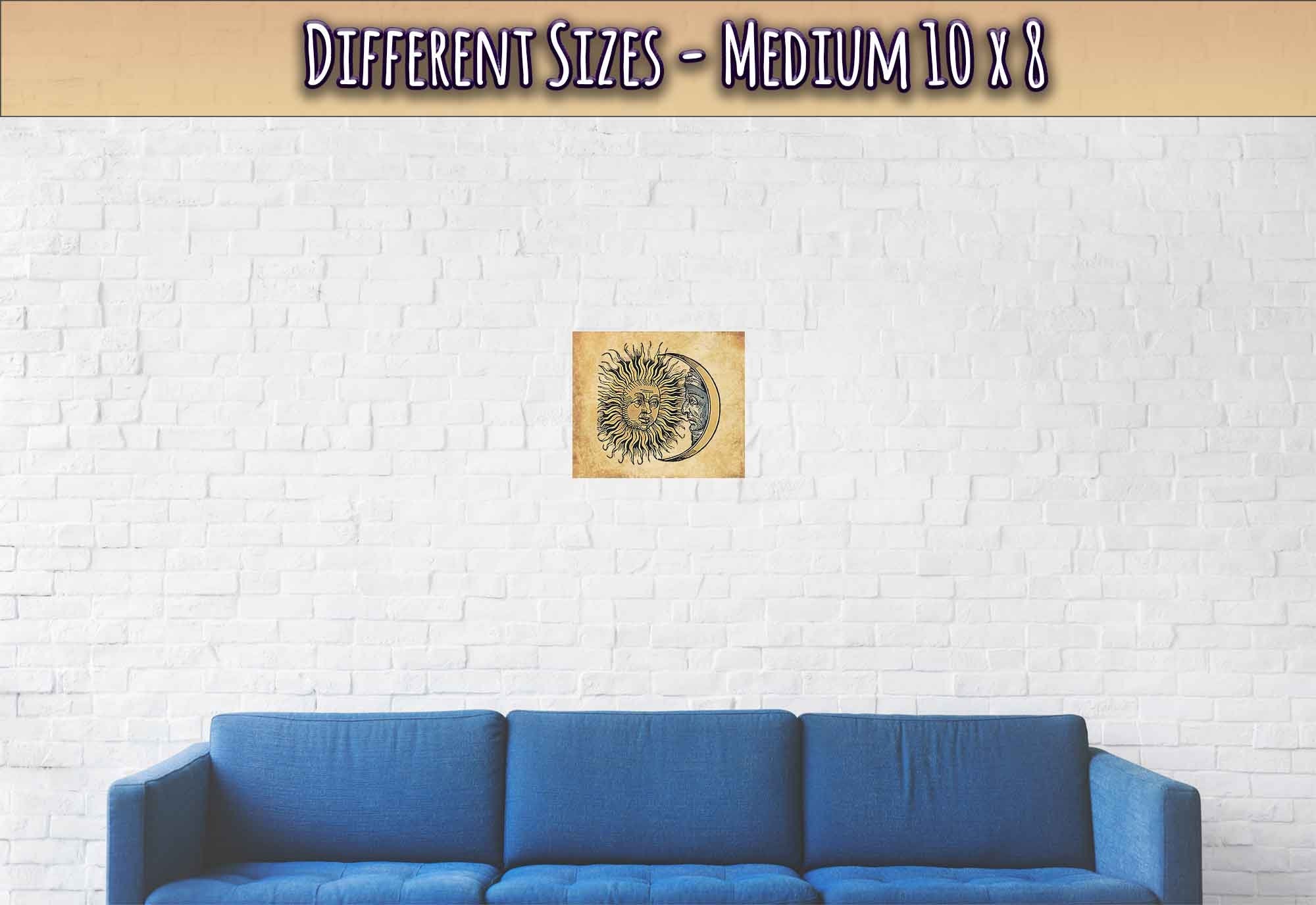 Sun Moon Poster Vintage Sun And Moon Poster Print Aged Parchment - WallArtPrints4U