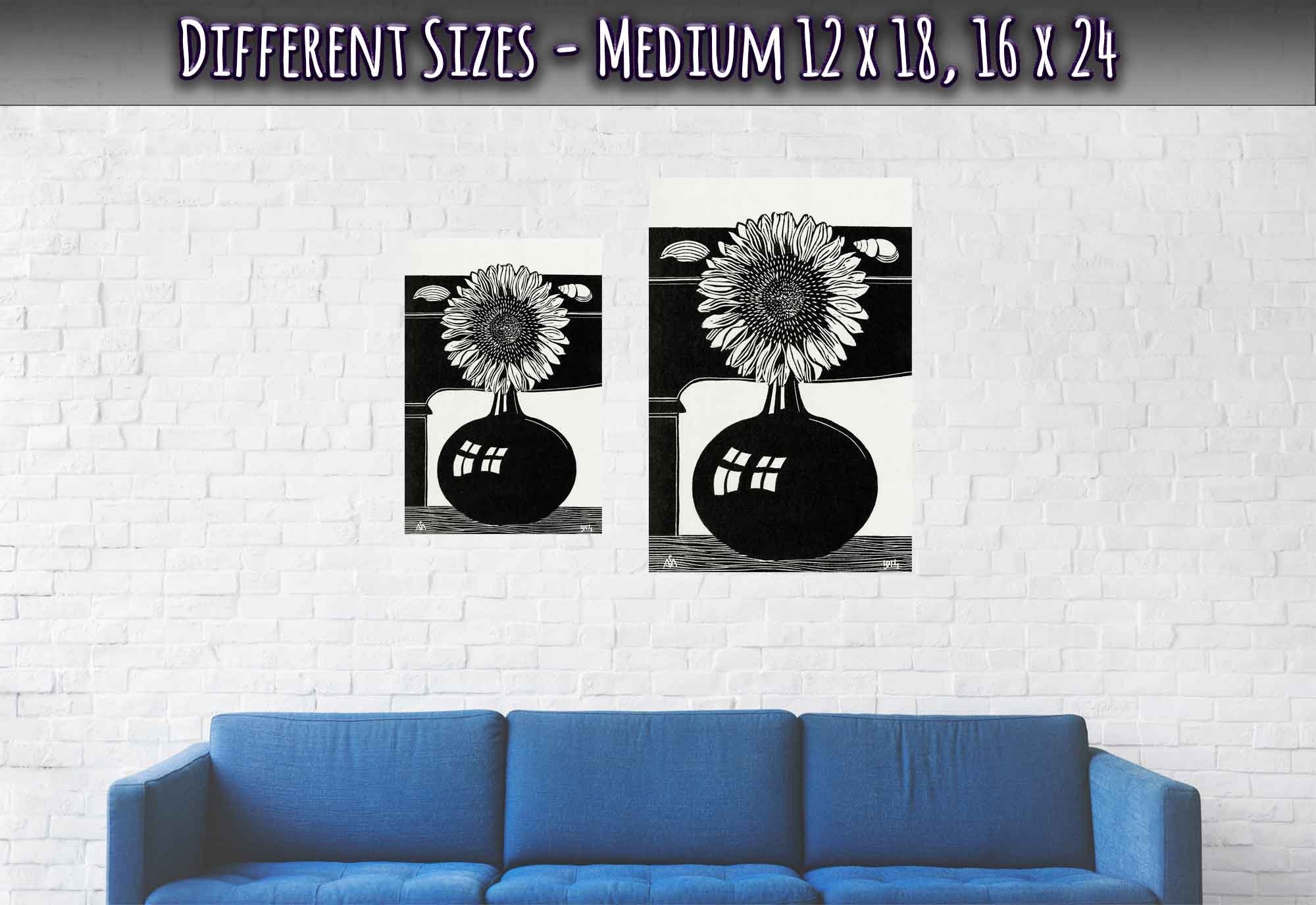 Sunflower Print, Samuel Jessurun Halocast Victim, Sunflower Poster Black & White - WallArtPrints4U