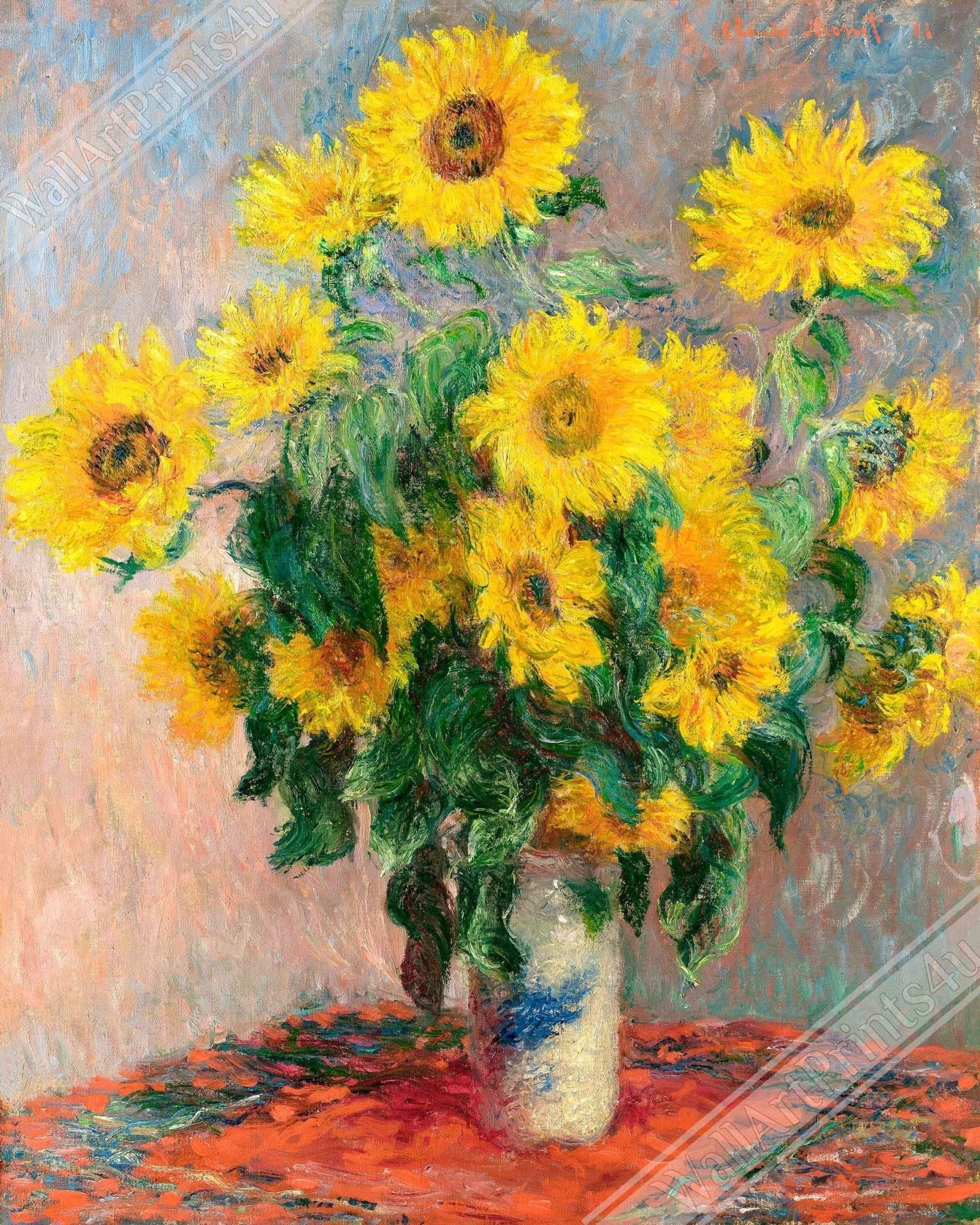 Sunflowers Framed, Bouquet Of Sunflowers Framed Print Claude Monet Famous Painting 1881 - WallArtPrints4U