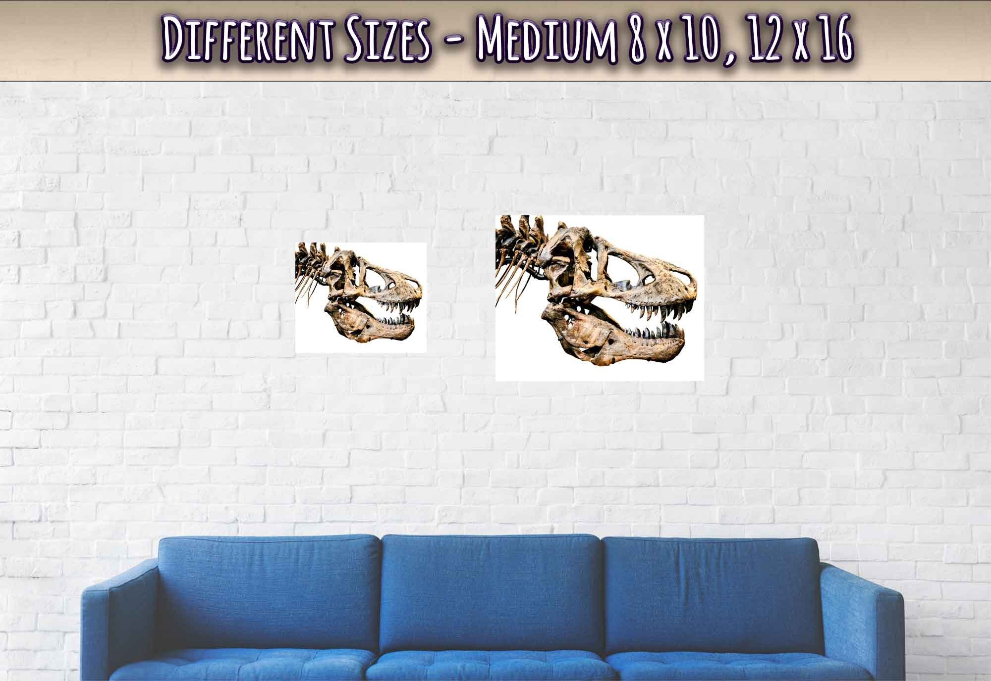 T Rex Skull Poster, Vintage Tyrannosaurus Skull Art - T Rex Skeleton Skull Print Rexy - WallArtPrints4U