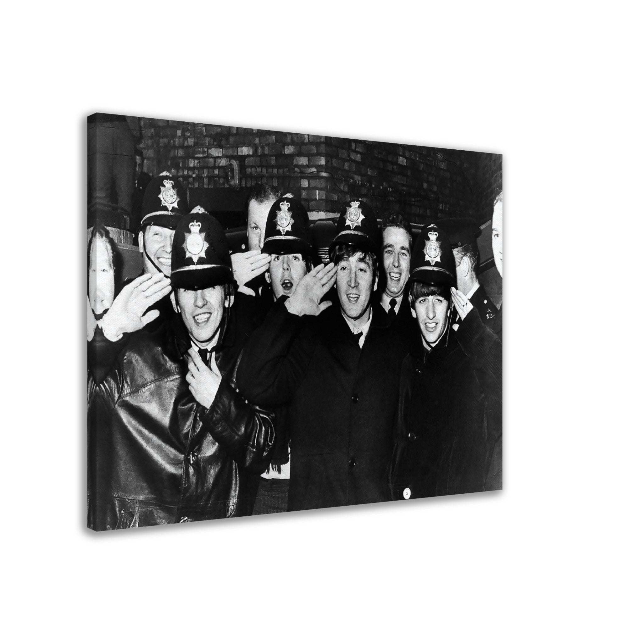 The Beatles Canvas, Posing With Police, Vintage Photo Portrait - The Beatles Birmingham Hippodrome - WallArtPrints4U