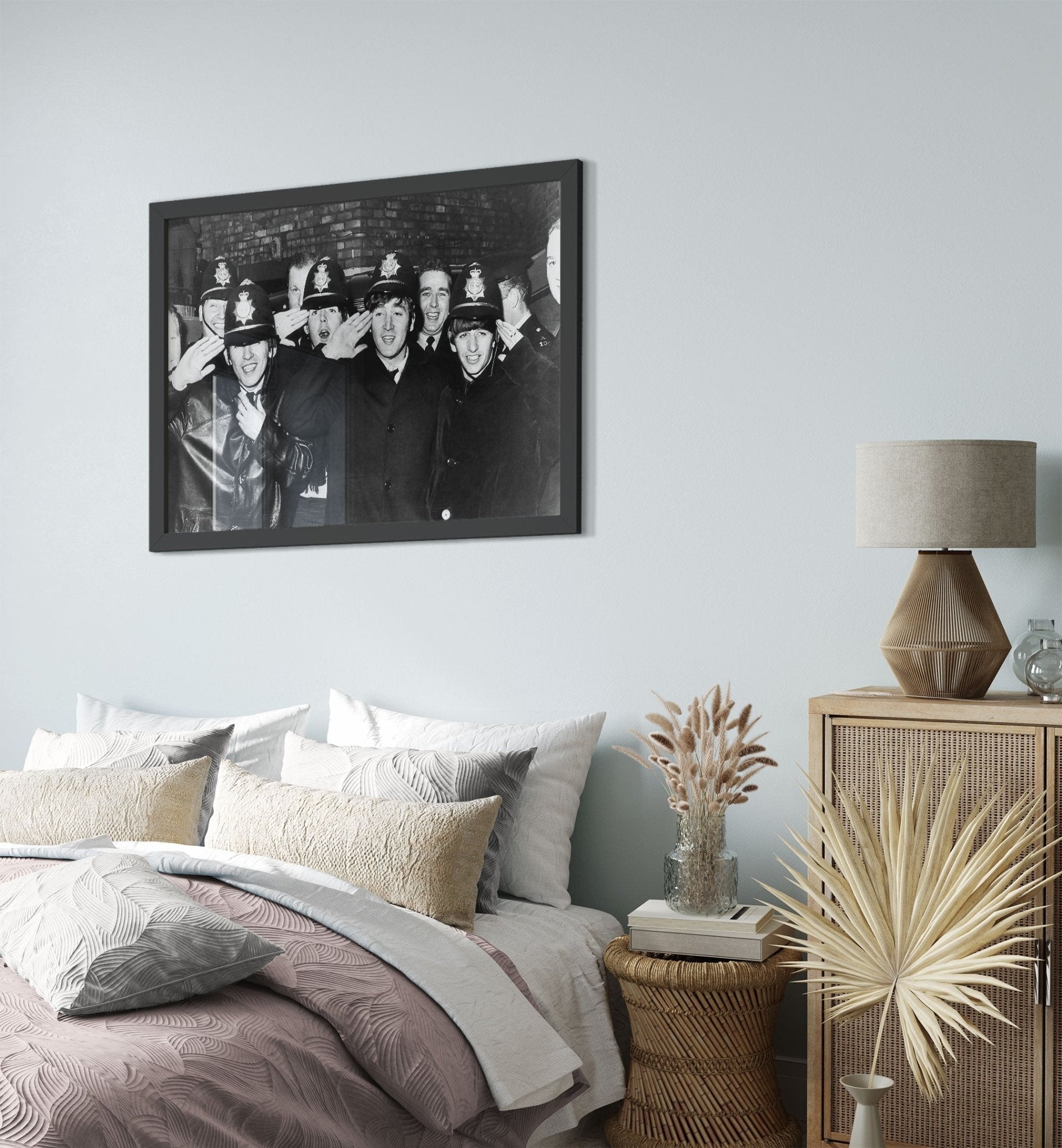 The Beatles Framed, Posing With Police, Vintage Photo Portrait - The Beatles Birmingham Hippodrome - WallArtPrints4U
