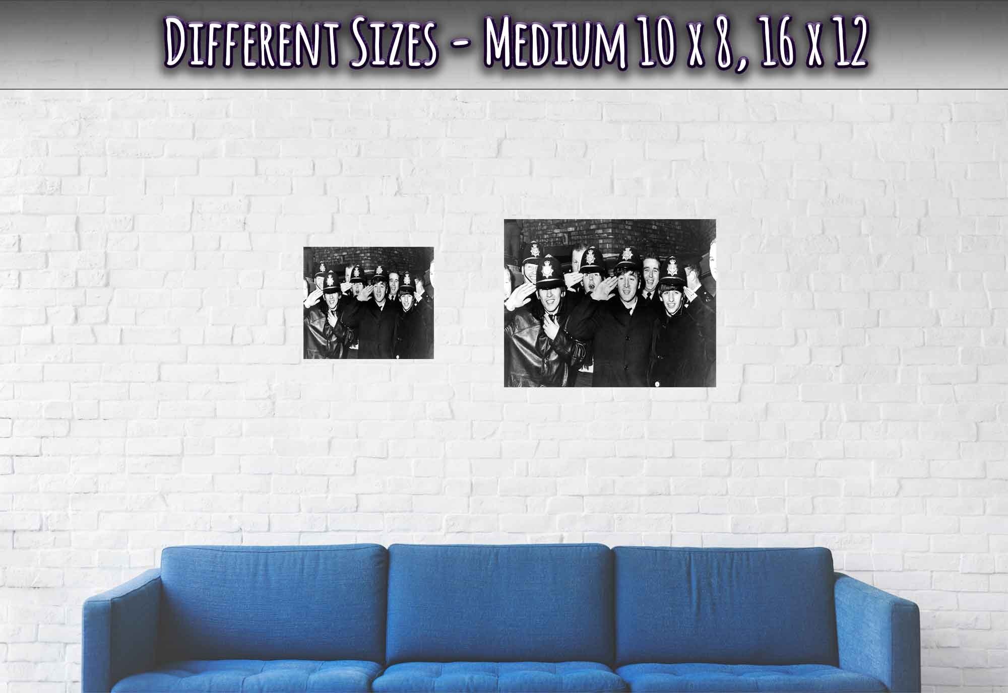 The Beatles Poster, Posing With Police, Vintage Photo Portrait - The Beatles Birmingham Hippodrome - WallArtPrints4U