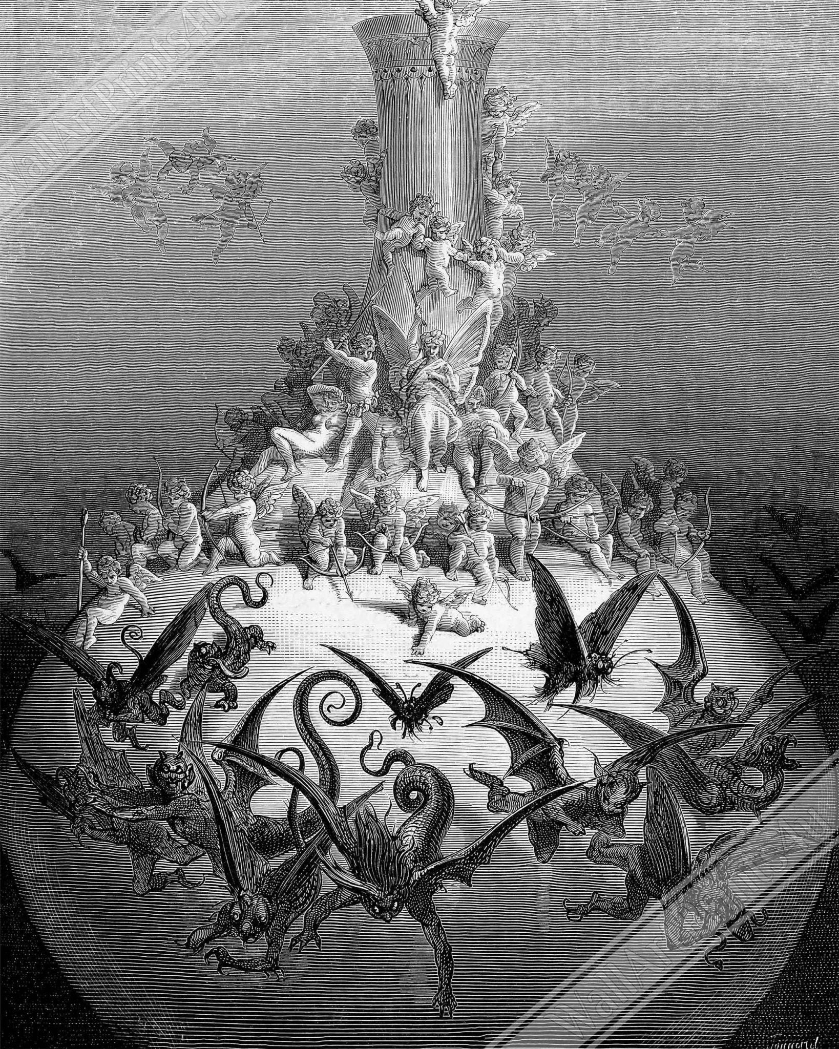 The Divine Bottle Framed La Dive Bouteille Framed Print Gustave Dore Alchoholics Framed Print - WallArtPrints4U