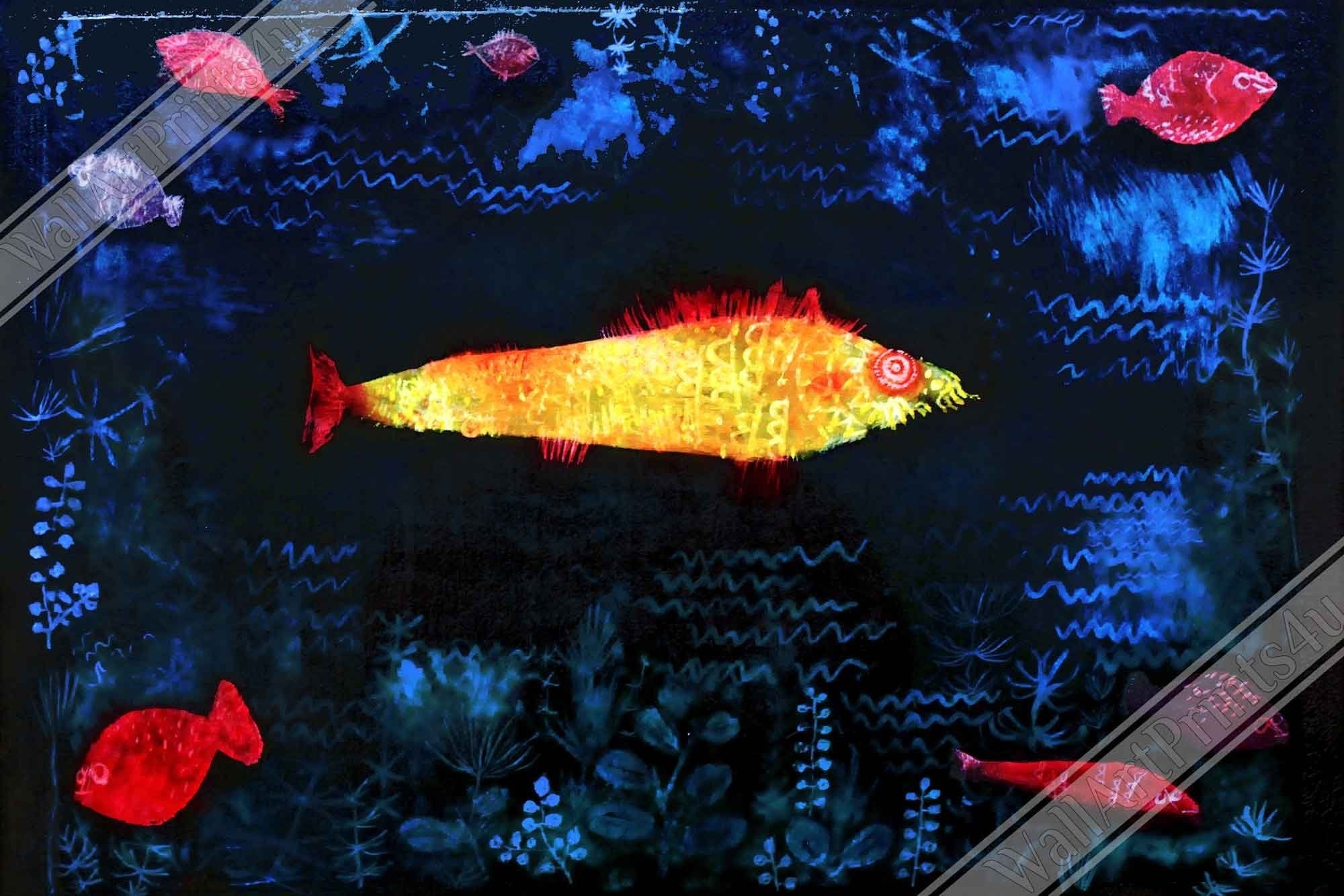 The Golden Fish Poster, Abstract Art Print, Paul Klee, The Gold Fish Print - WallArtPrints4U