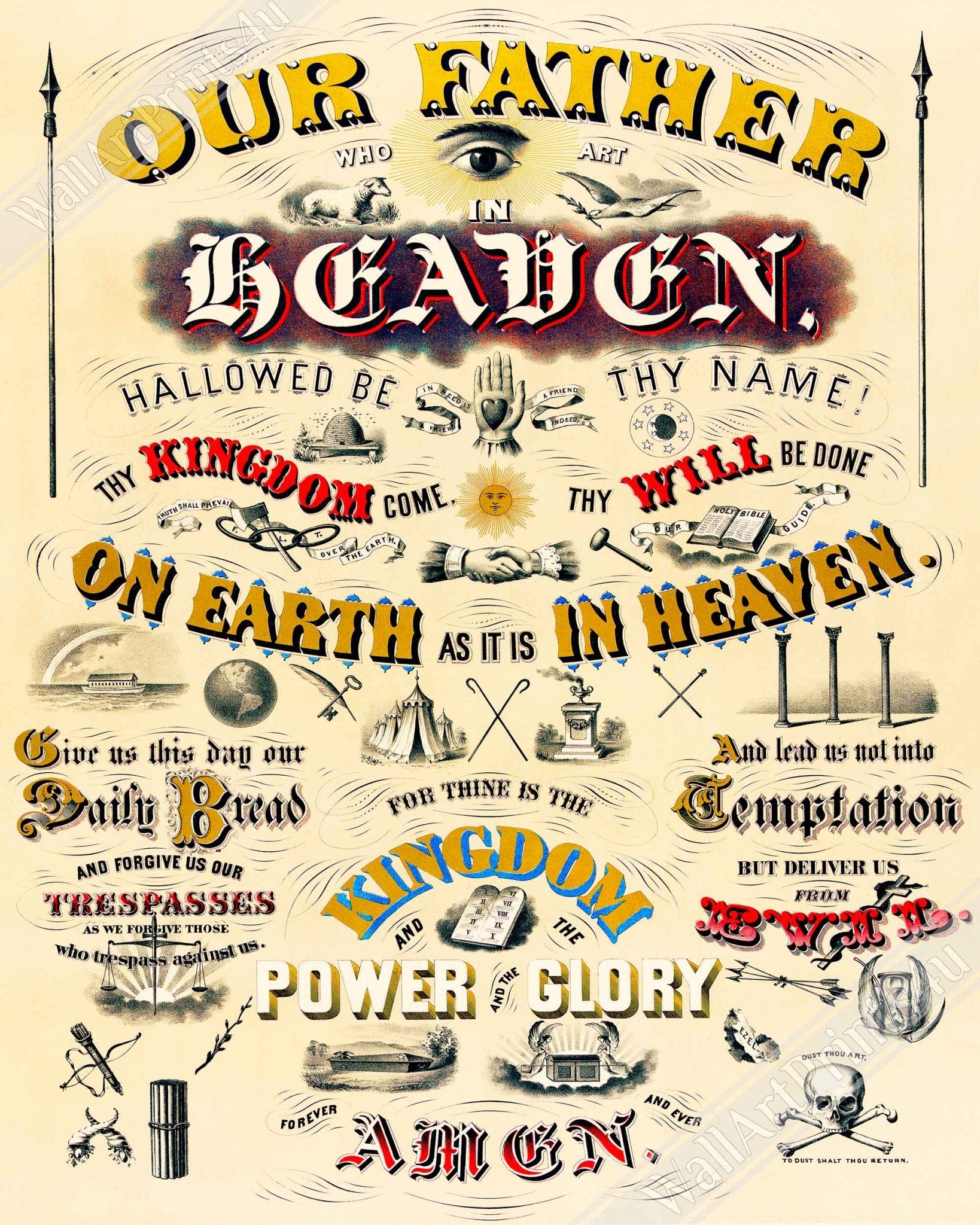 The Lords Prayer Canvas Print, Ehrgott And Forbriger Vintage Lords Prayer - WallArtPrints4U