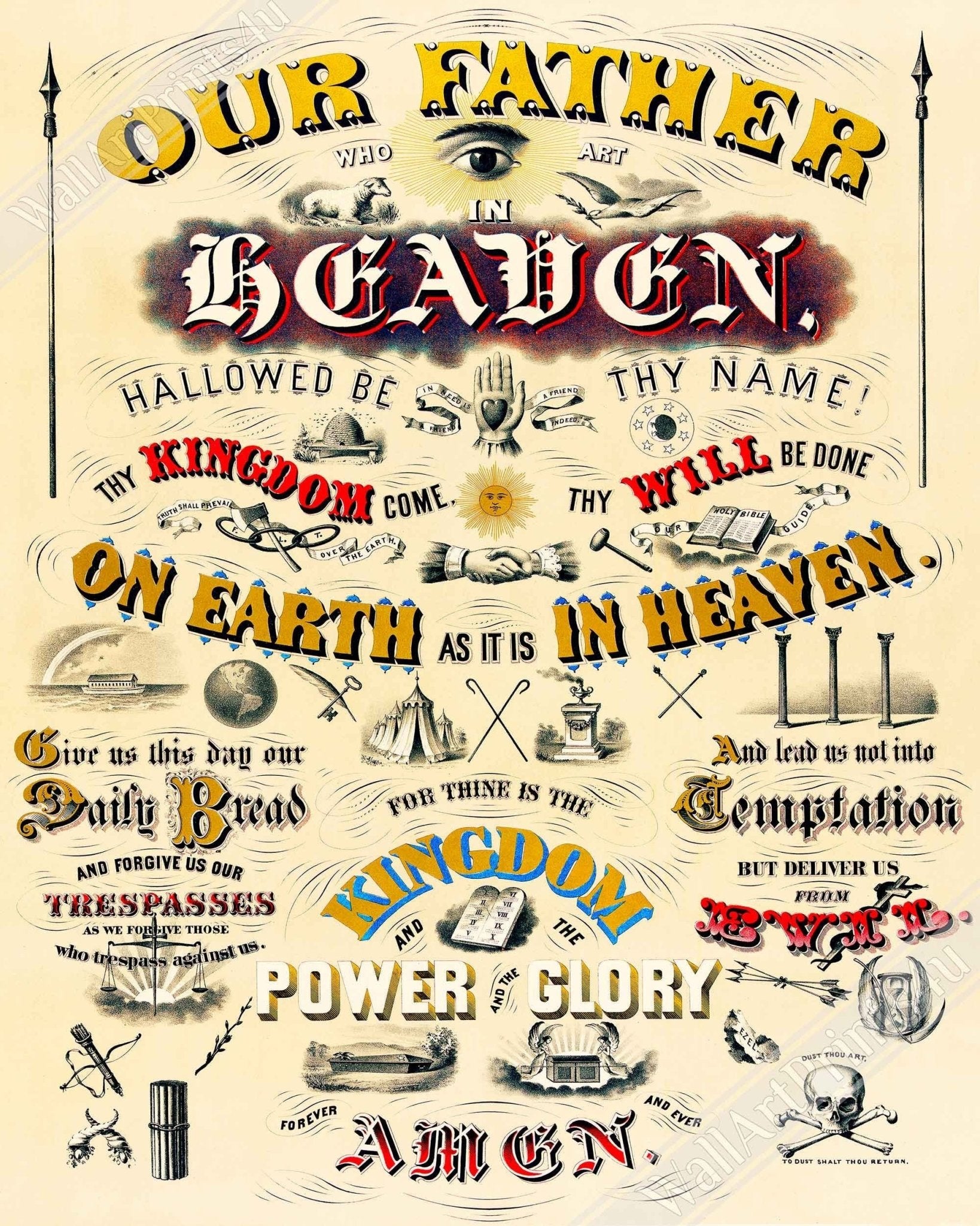 The Lords Prayer Poster, Ehrgott And Forbriger Vintage Lords Prayer - WallArtPrints4U