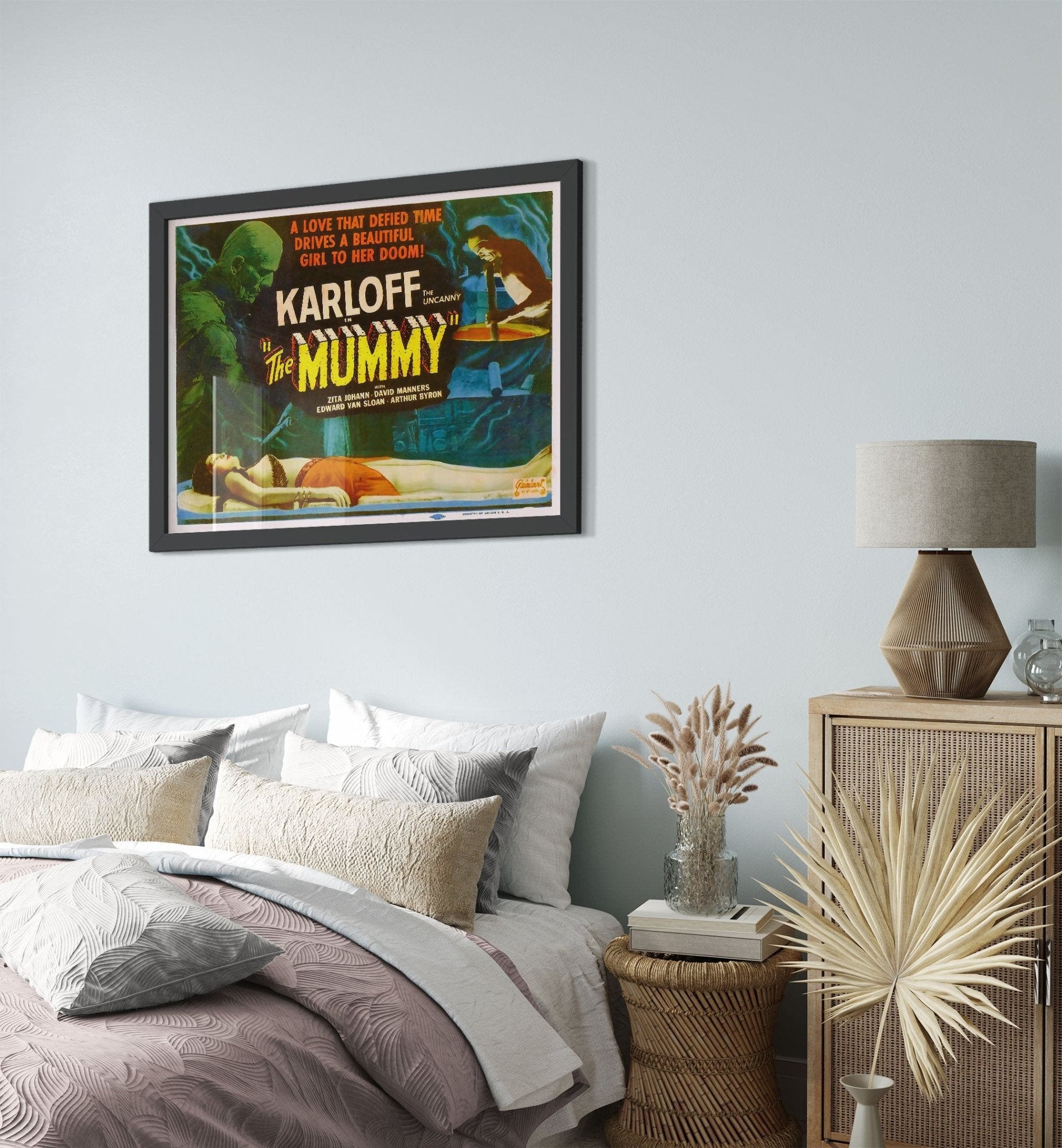 The Mummy Framed, Vintage Horror Movie Framed 1932 Framed Film Art - Boris Karloff, Zita Johann, David Manners - WallArtPrints4U