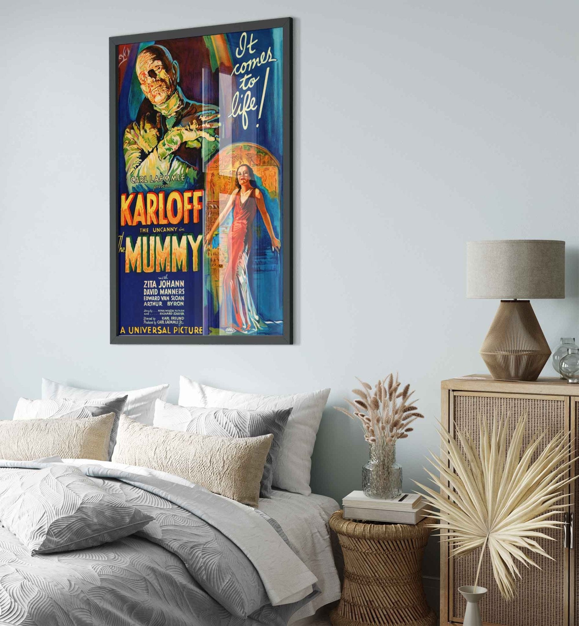 The Mummy Framed, Vintage Horror Movie Framed 1932 Version 2 Framed Film Art - Boris Karloff, Zita Johann, David Manners - WallArtPrints4U