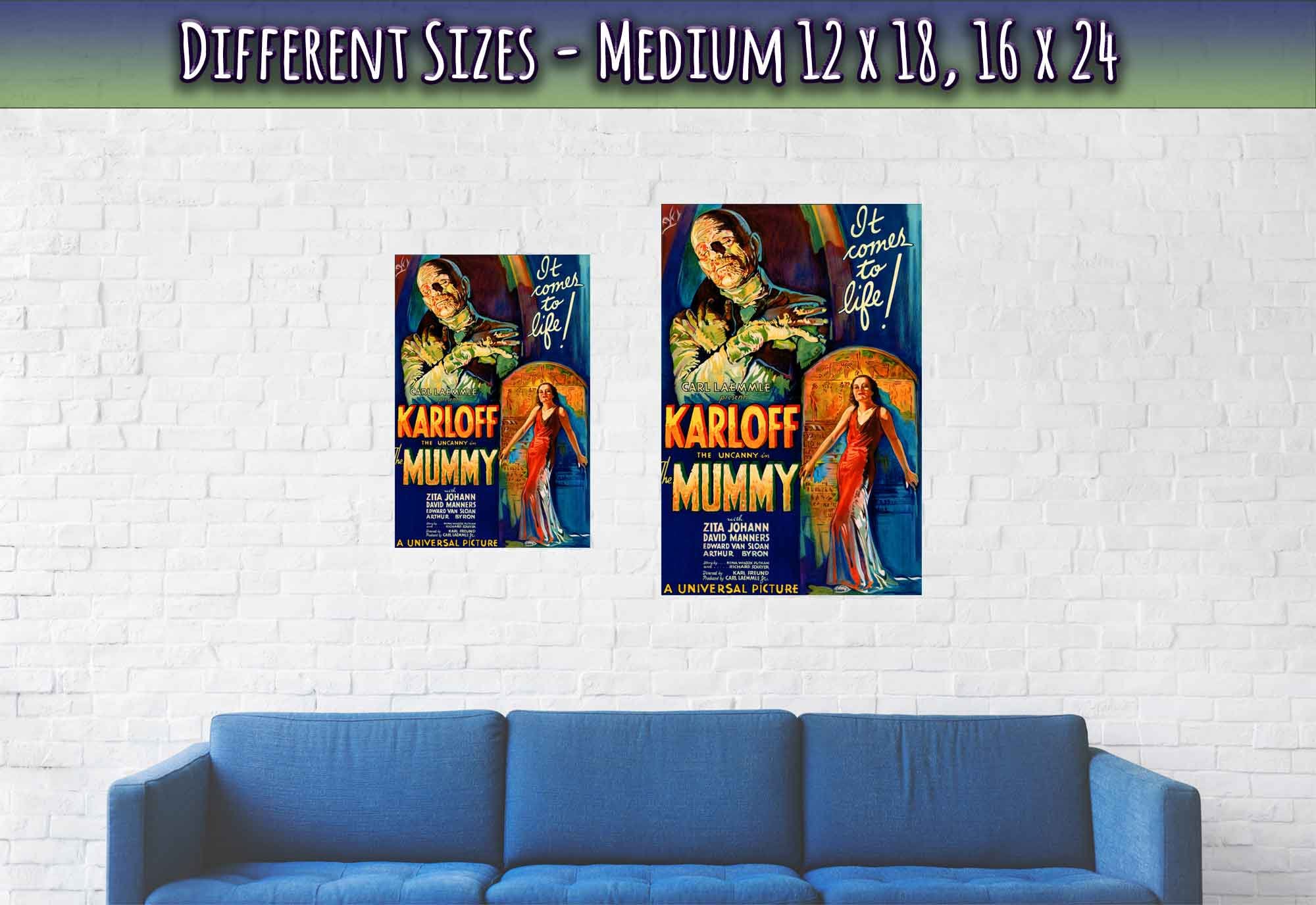 The Mummy Poster, Vintage Horror Movie Poster 1932 Version 2 Poster Film Art - Boris Karloff, Zita Johann, David Manners - WallArtPrints4U
