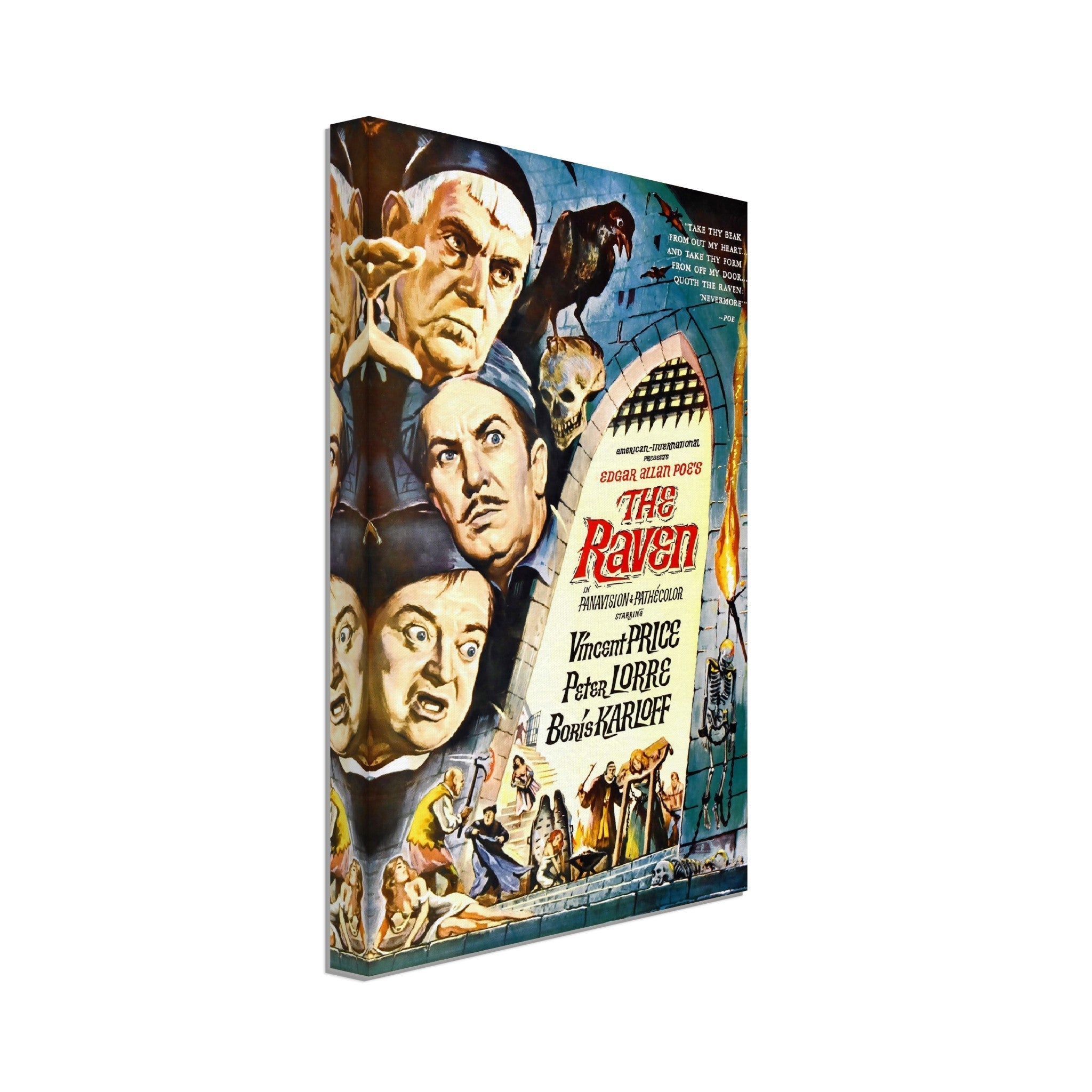 The Raven Canvas, Vintage Movie Canvas 1963 Canvas Film Art - Vincent Price, Peter Lorre, Boris Karloff - WallArtPrints4U