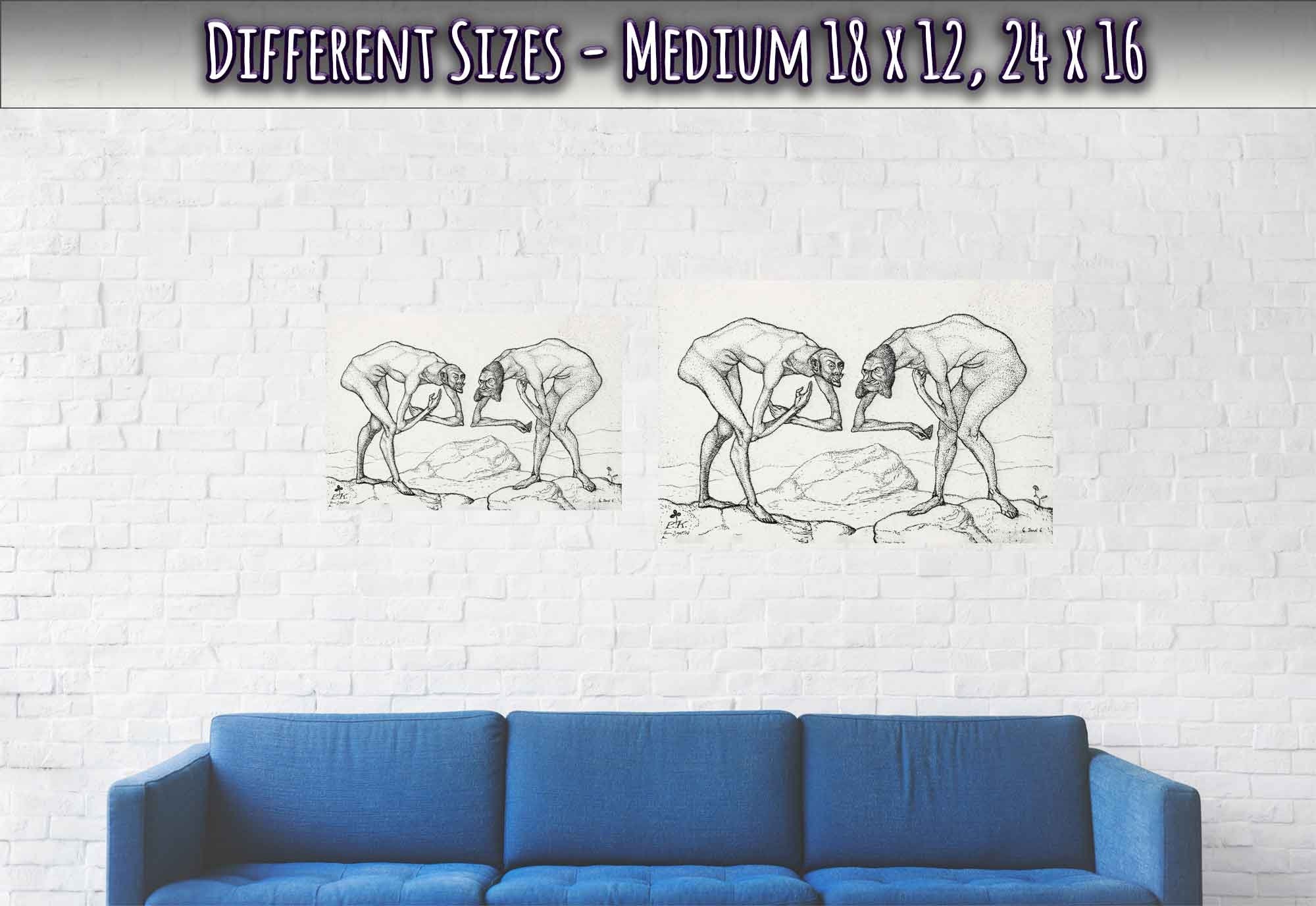 Two Men Believing Each To Be Higher Rank Poster, Abstract Art Print, Paul Klee, Two Men Higher Rank Print - WallArtPrints4U