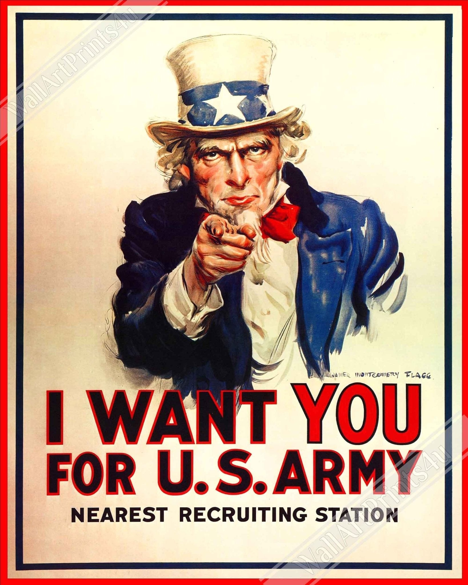 Uncle Sam Poster, World War 1 Poster Print, Vintage Us World War 1 Propaganda/Patriotism - WallArtPrints4U