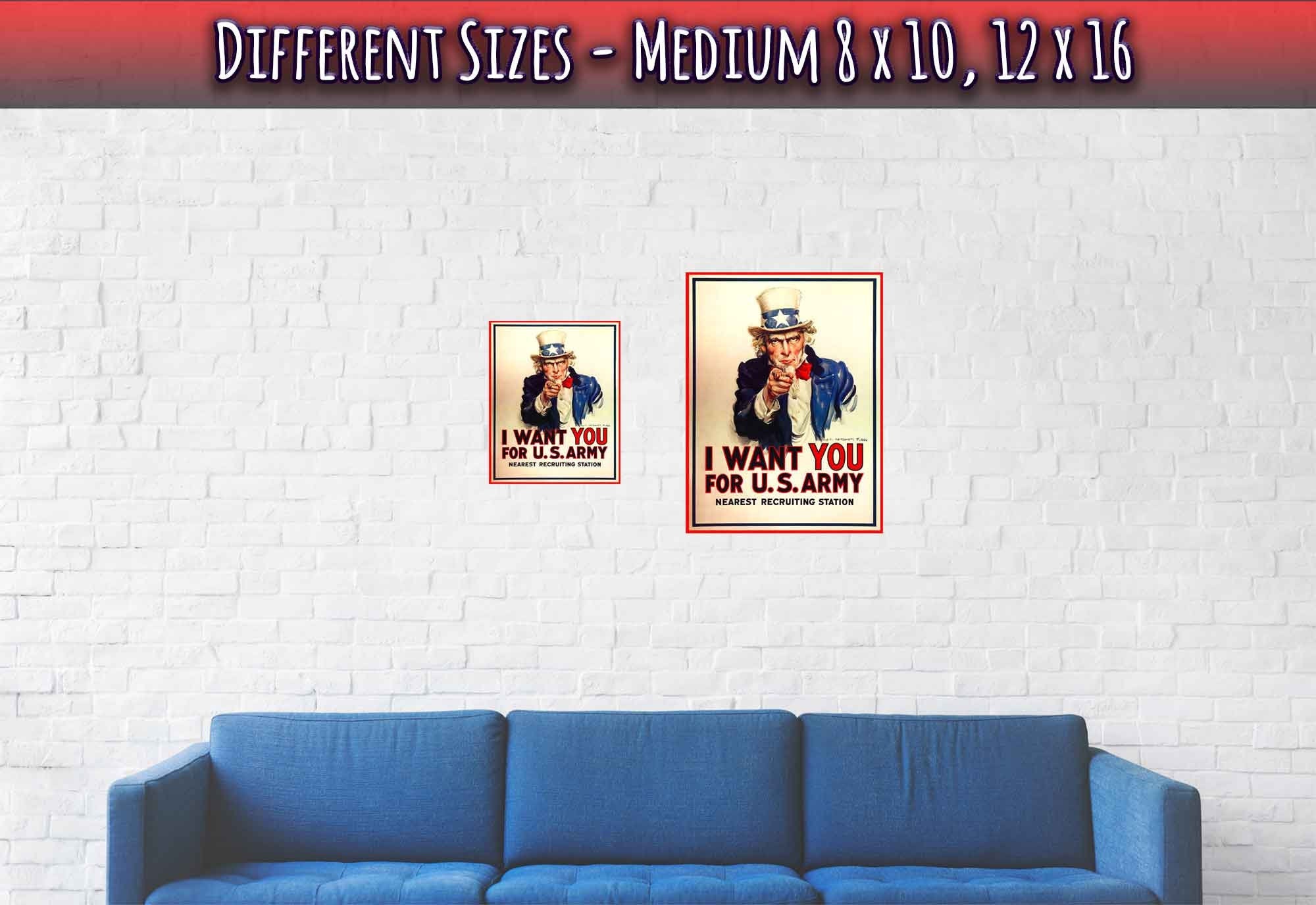 Uncle Sam Poster, World War 1 Poster Print, Vintage Us World War 1 Propaganda/Patriotism - WallArtPrints4U
