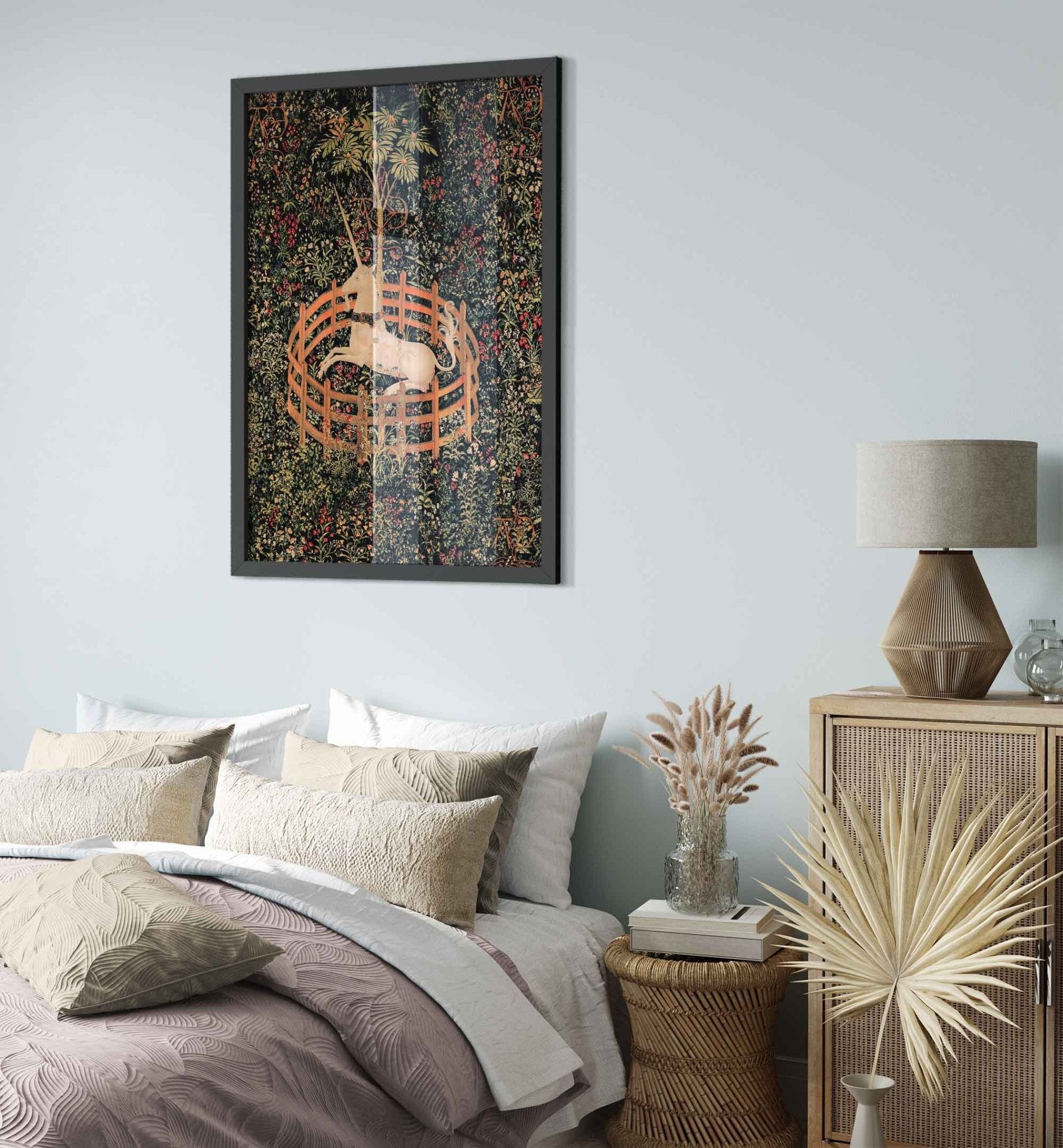 Unicorn Framed, Vintage Unicorn In Captivity, Unicorn Tapestries 1495 - 1505 - Vintage Unicorn Framed Print - WallArtPrints4U