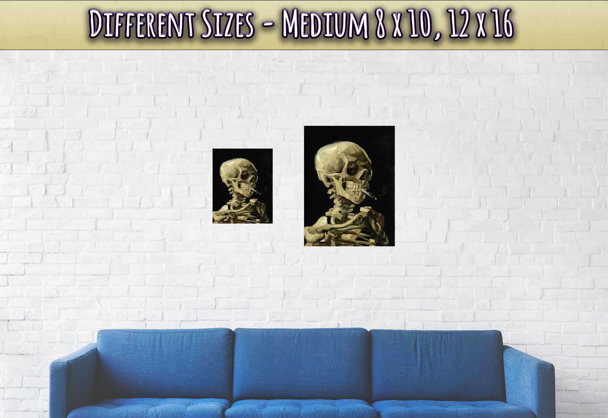 Van Gogh Skeleton With A Cigarette Poster - Skull With A Burning Cigarette Print - WallArtPrints4U
