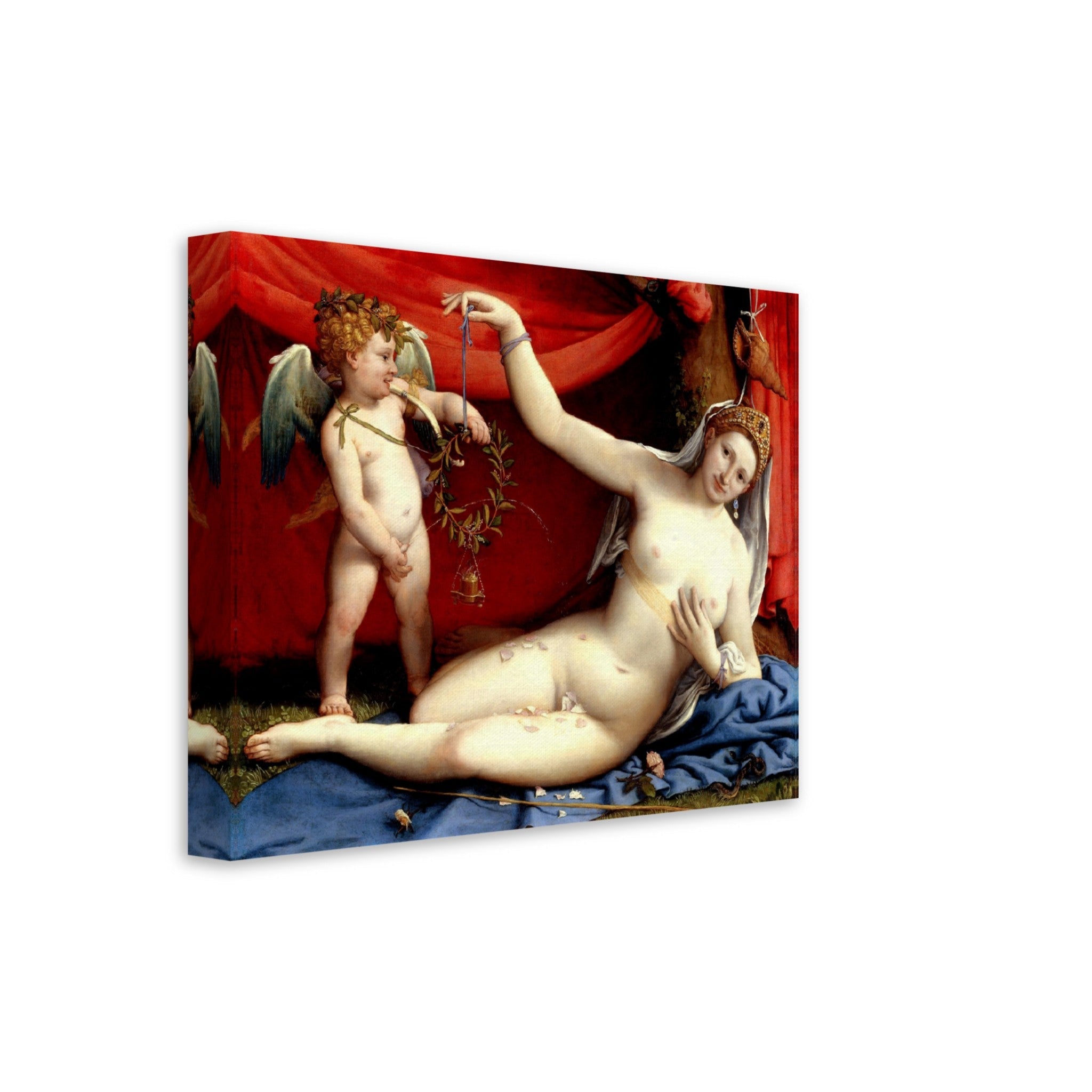 Venus And Cupid Urinating Canvas Print Vintage Venus Cupid Canvas Lorenzo Lotto Circa 1530 - WallArtPrints4U