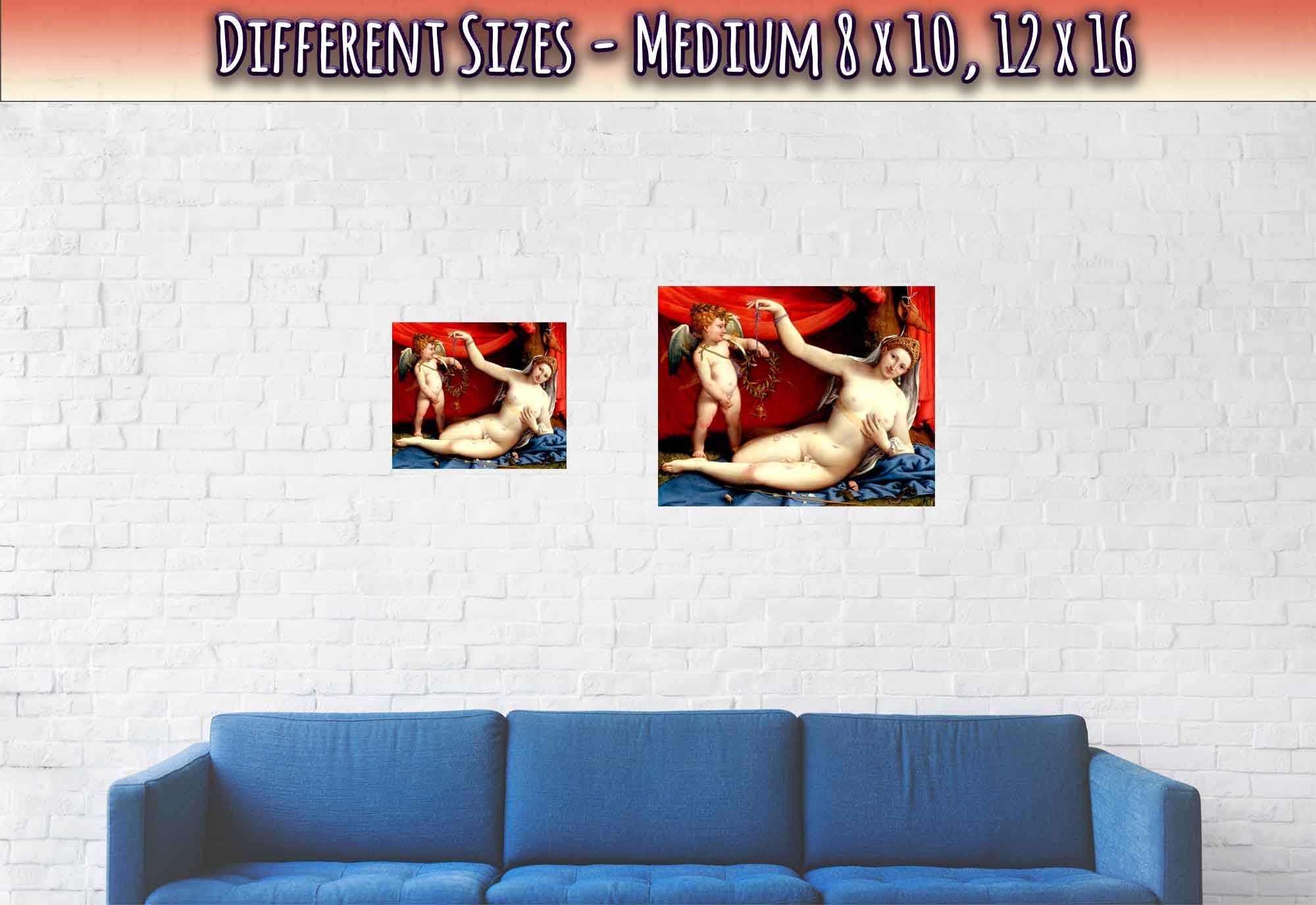 Venus And Cupid Urinating Poster Vintage Venus Cupid Print Lorenzo Lotto Circa 1530 - WallArtPrints4U