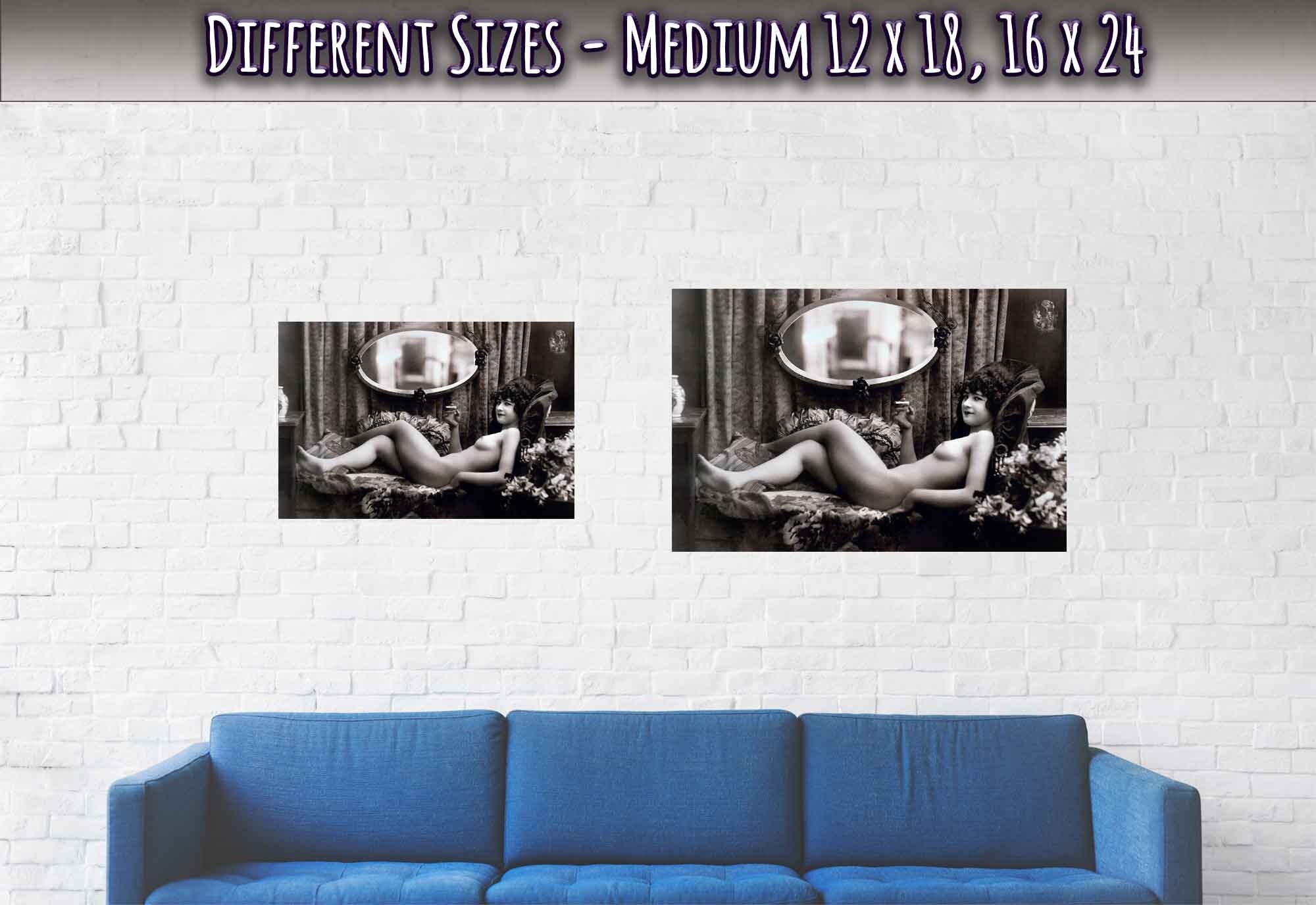 Victorian Smoking Nude Erotica Poster Vintage Victorian Bedroom Erotica Pin Up - WallArtPrints4U