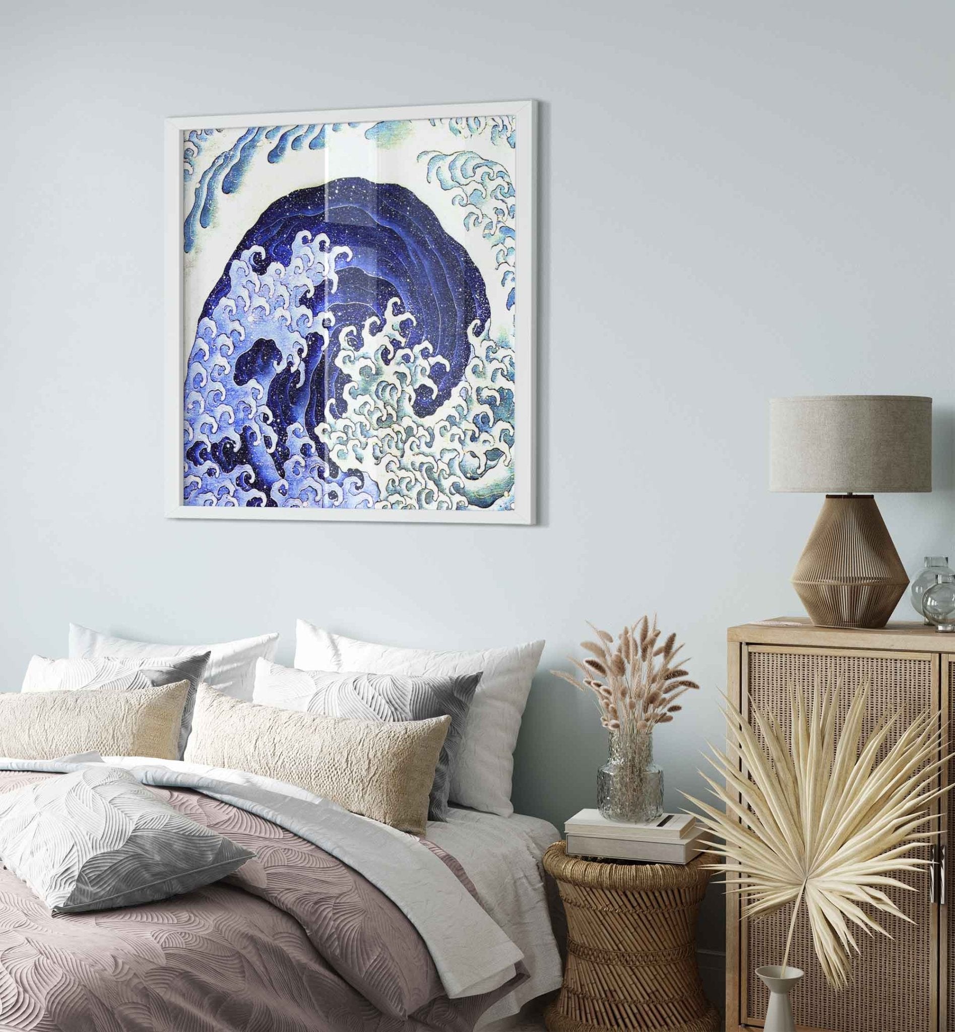 Vintage Bathroom Framed Print - Feminine Wave Framed, Katsushika Hokusai Circa 1835 - WallArtPrints4U