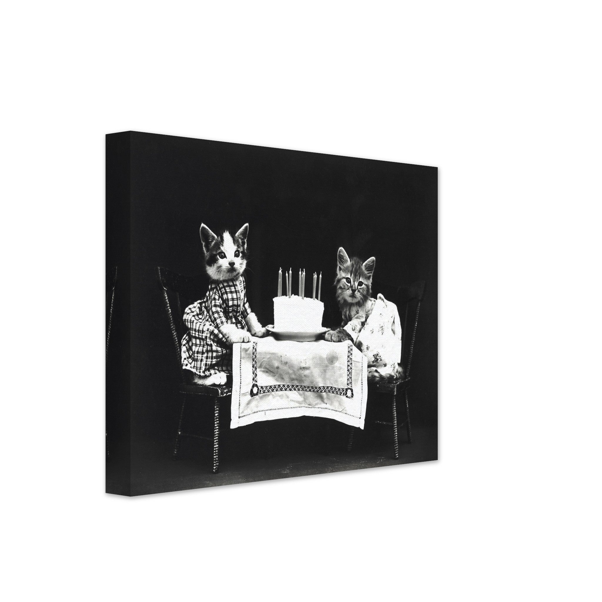 Vintage Birthday Kitten Canvas Print - Cute Kitten Canvas Print - Vintage Cat Kitten Canvas - WallArtPrints4U