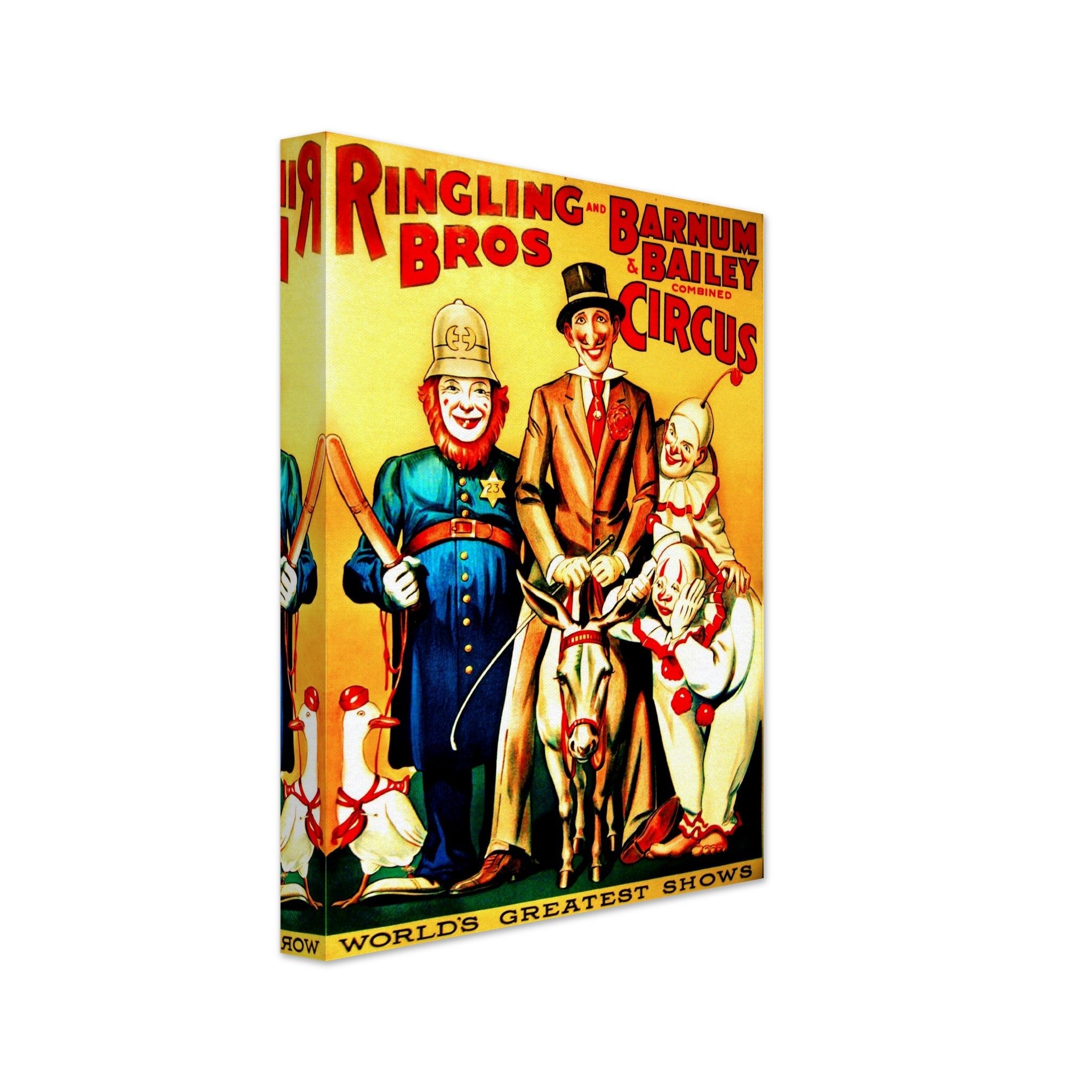 Vintage Circus Canvas, Clowns Combined Circus, Ringling Brothers, Barnum & Bailey, Circa 1919. - WallArtPrints4U