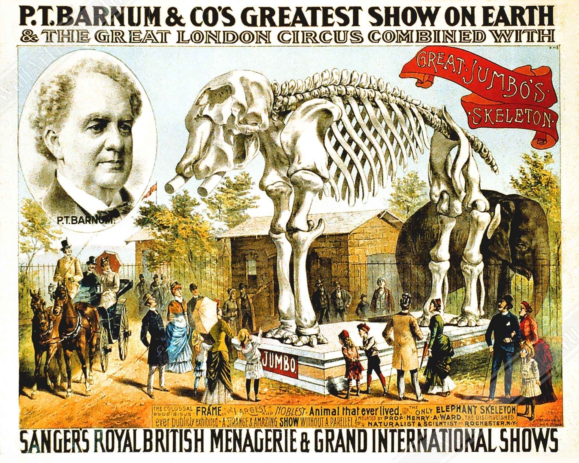 Vintage Circus Canvas, Pt Barnum Greatest Show On Earth Canvas, Real Canvas From 1888, Greatest Showman Movie - WallArtPrints4U