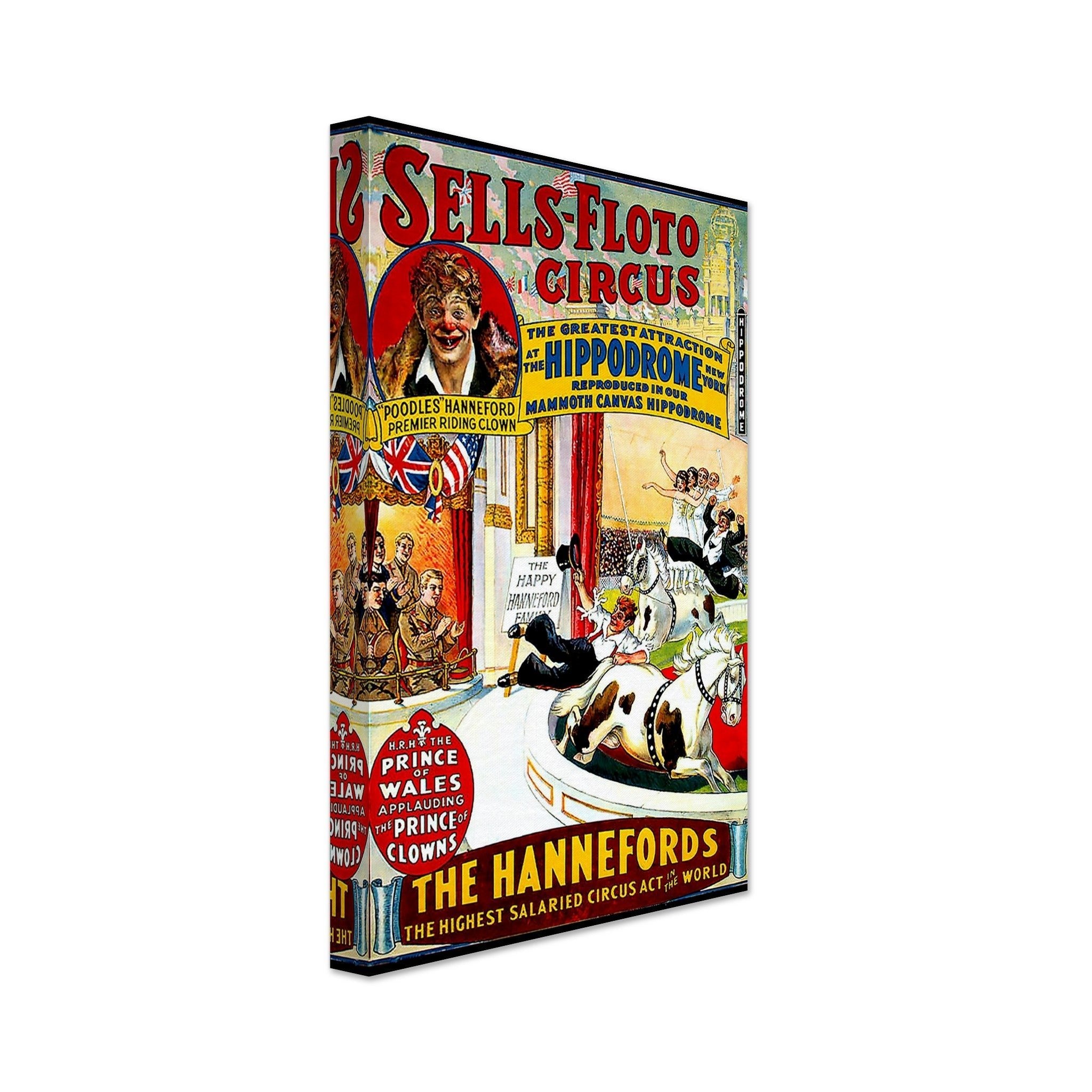 Vintage Circus Canvas, Sells Floto Circus, Hippodrome New York Circa 1900. - WallArtPrints4U