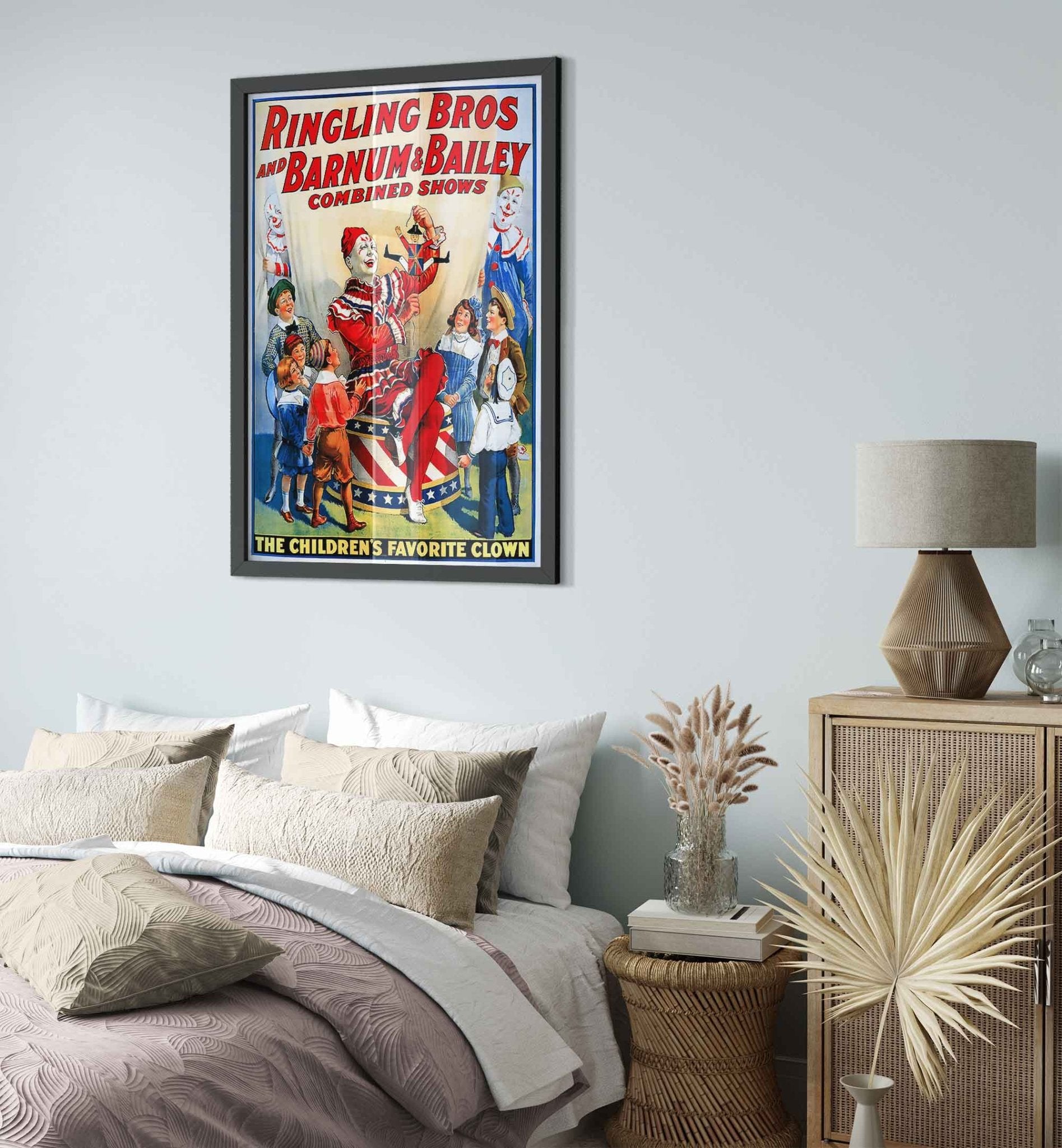 Vintage Circus Framed, Clown Childrens Favorite, Ringling Bros. Barnum & Bailey UK, EU USA Domestic Shipping - WallArtPrints4U