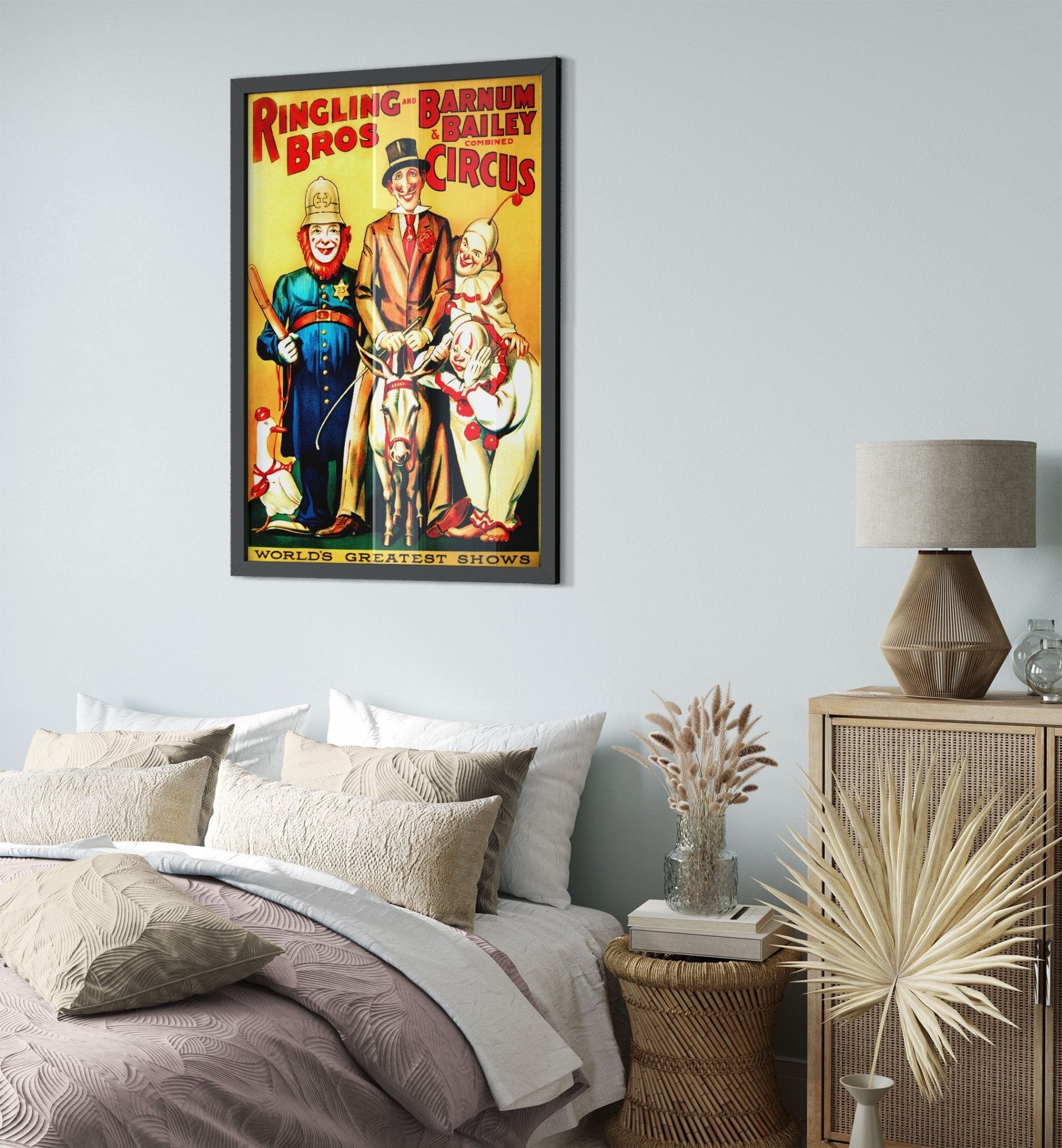 Vintage Circus Framed, Clowns Combined Circus, Ringling Brothers, Barnum & Bailey, Circa 1919. UK, EU USA Domestic Shipping - WallArtPrints4U
