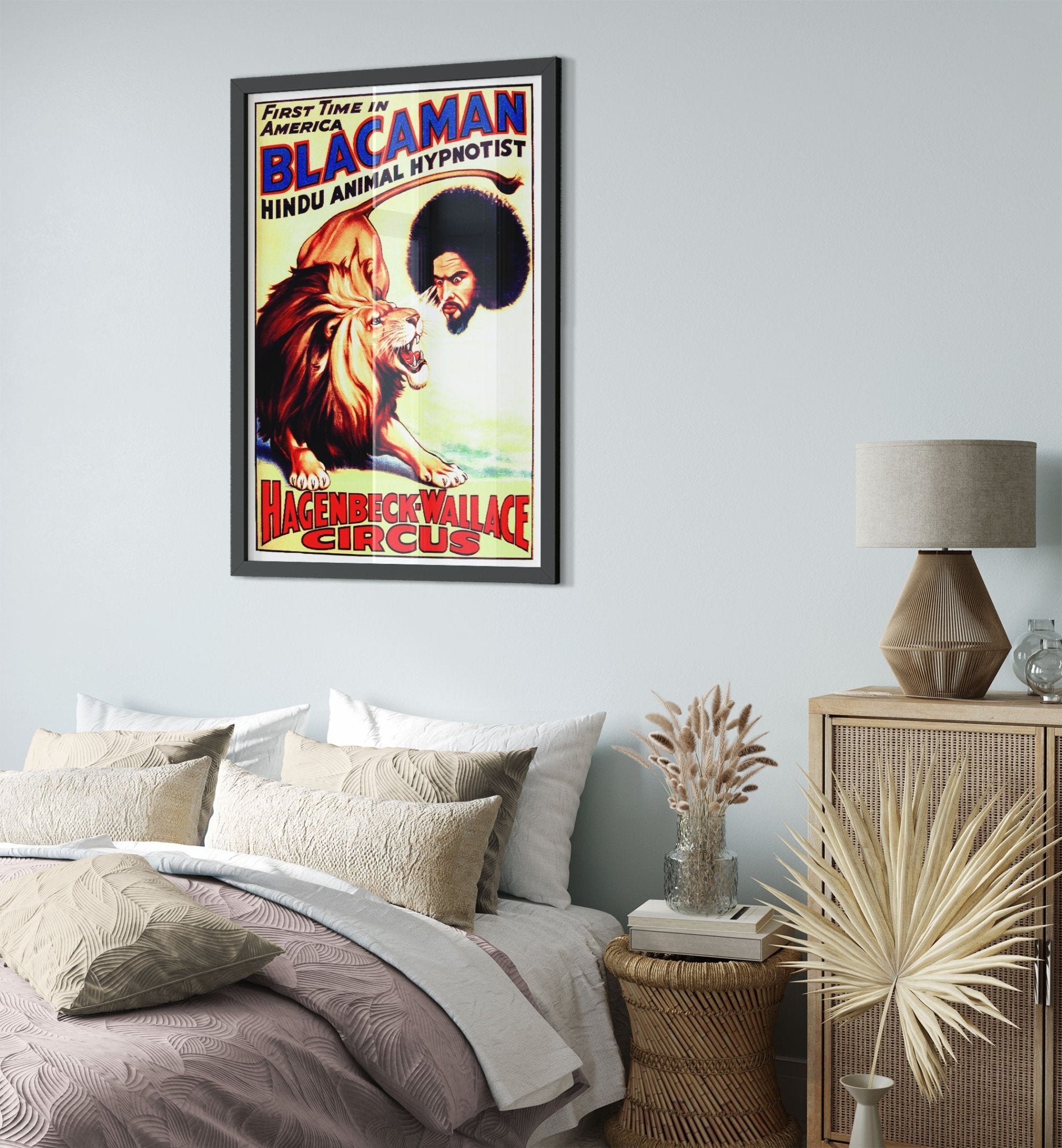 Vintage Circus Framed, Hindu Animal Hypnotist, Blacaman Indian Fakir, Circa 1928, Old Circus Framed. UK, EU USA Domestic Shipping - WallArtPrints4U