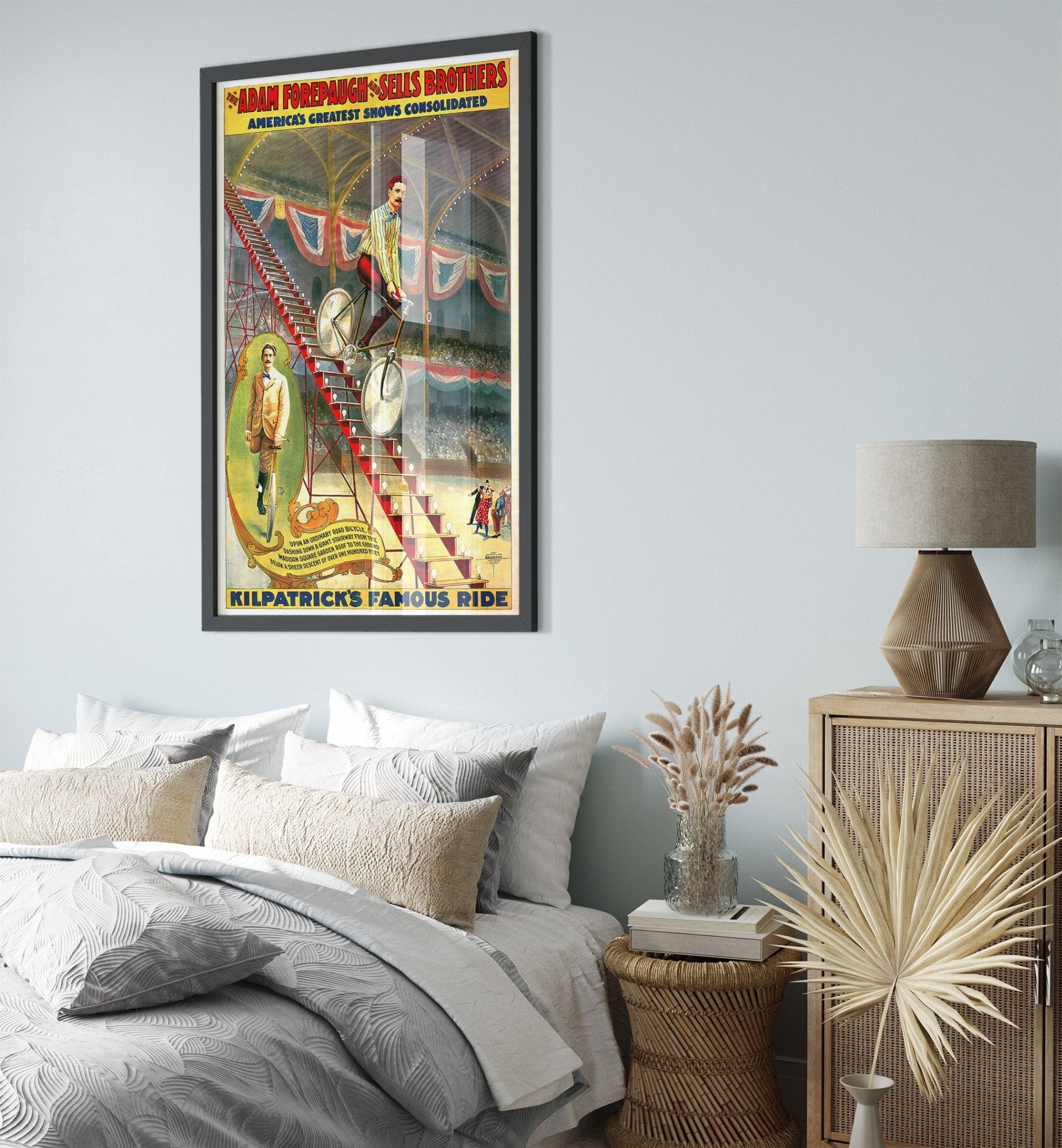 Vintage Circus Framed, Kilpatricks Cycle Ride, Sells Brothers, Americas Greatest Shows Circa 1900. - WallArtPrints4U