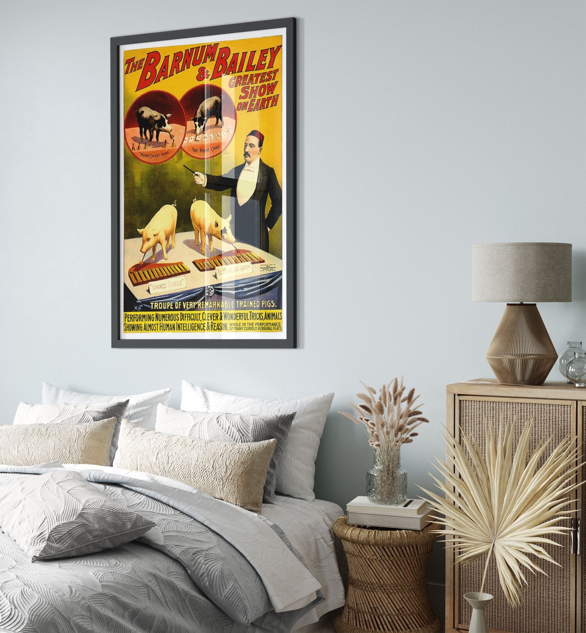 Vintage Circus Framed, Remarkable Pigs Barnum & Bailey, Greates Show On Earth, From 1898. - WallArtPrints4U